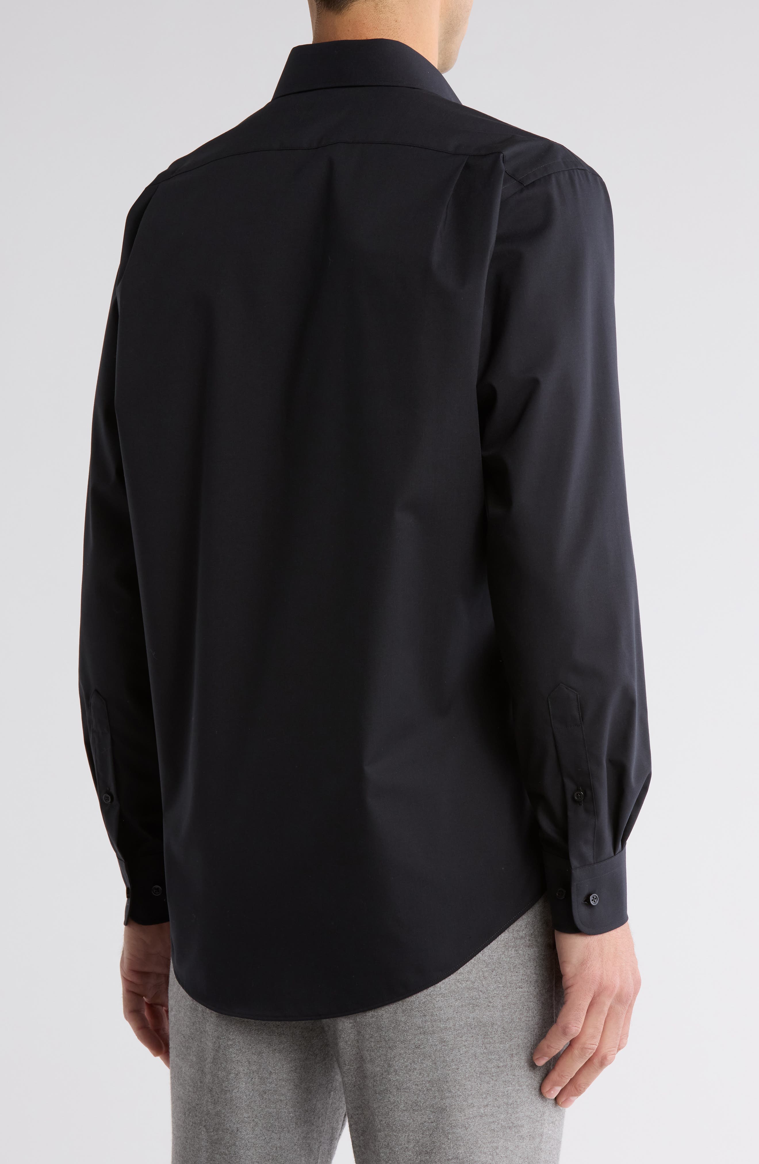 NORDSTROM RACK Traditional Fit Solid Cotton Blend Dress Shirt