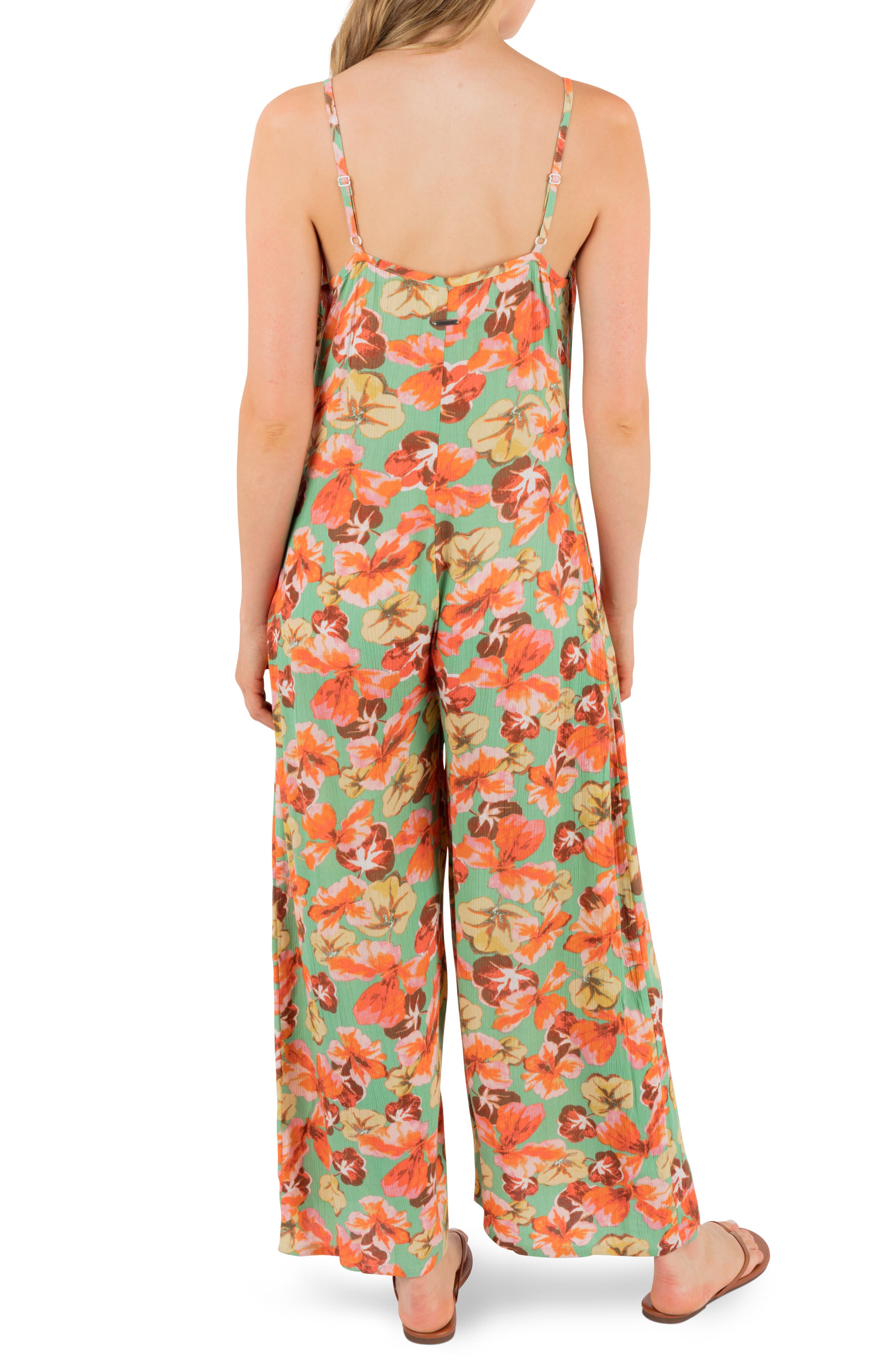 Hurley Gingko Clouds Pring Wide Leg Jumpsuit