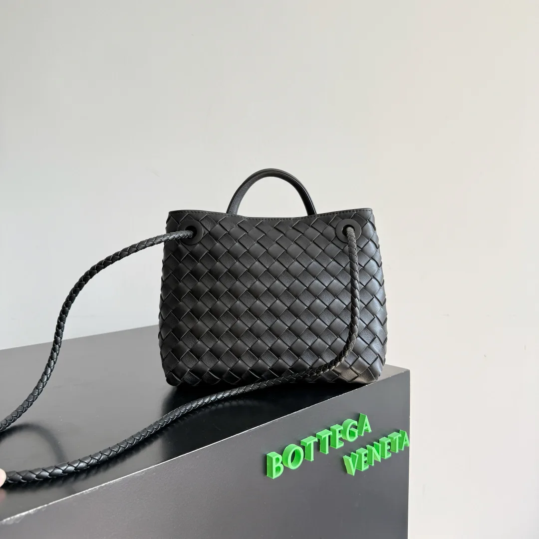 Bottega Veneta Black Andiamo Intrecciato Woven Leather Top Handle Bag product photo from LabelPicks