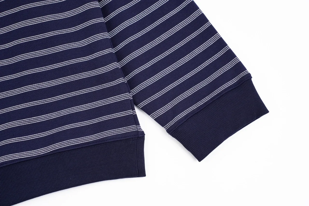 Miu Miu Navy Stripe Logo Half Zip Polo Sweatshirt product photo from LabelPicks