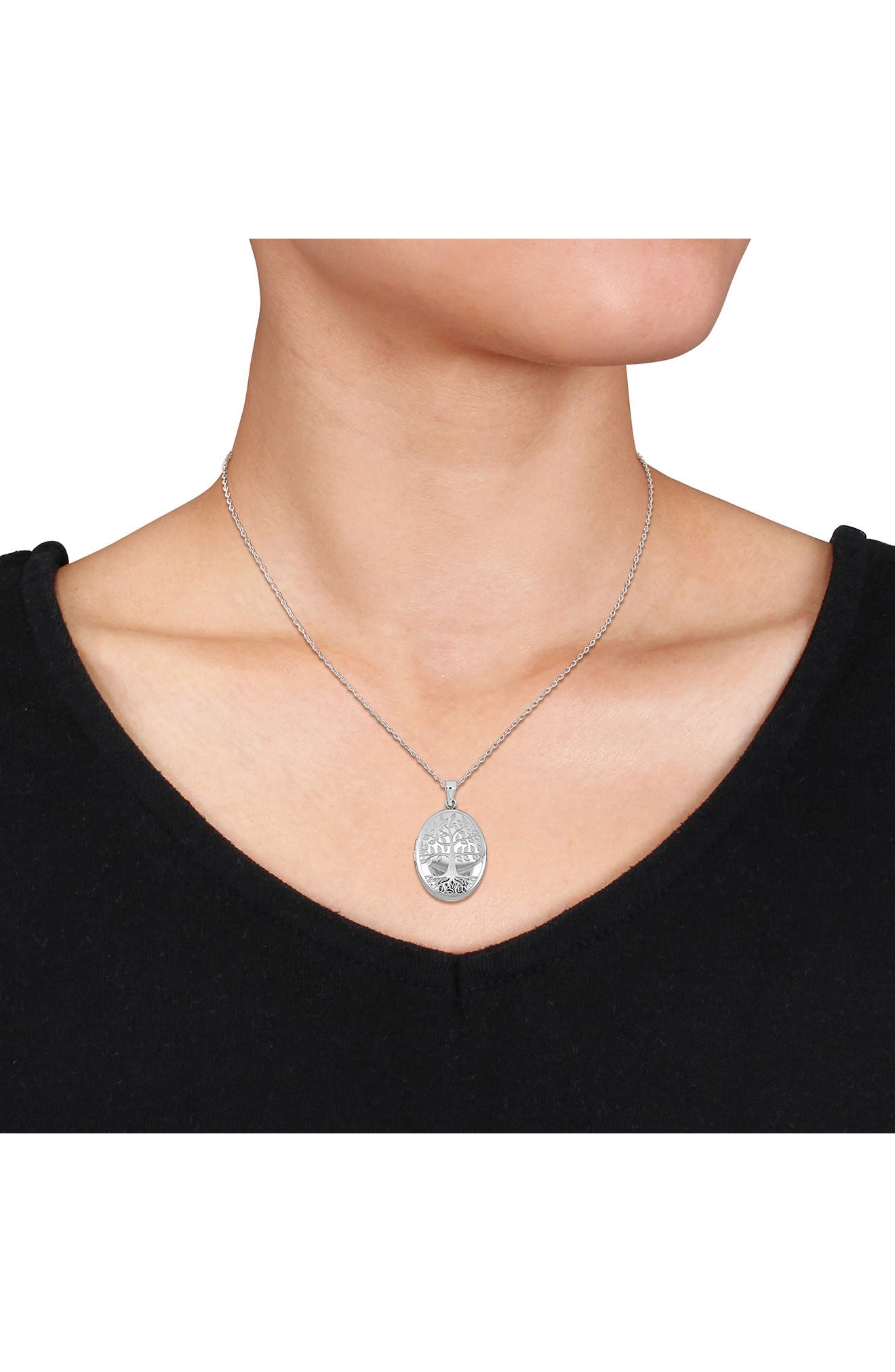 DELMAR Tree Of Life Oval Locket Pendant Necklace