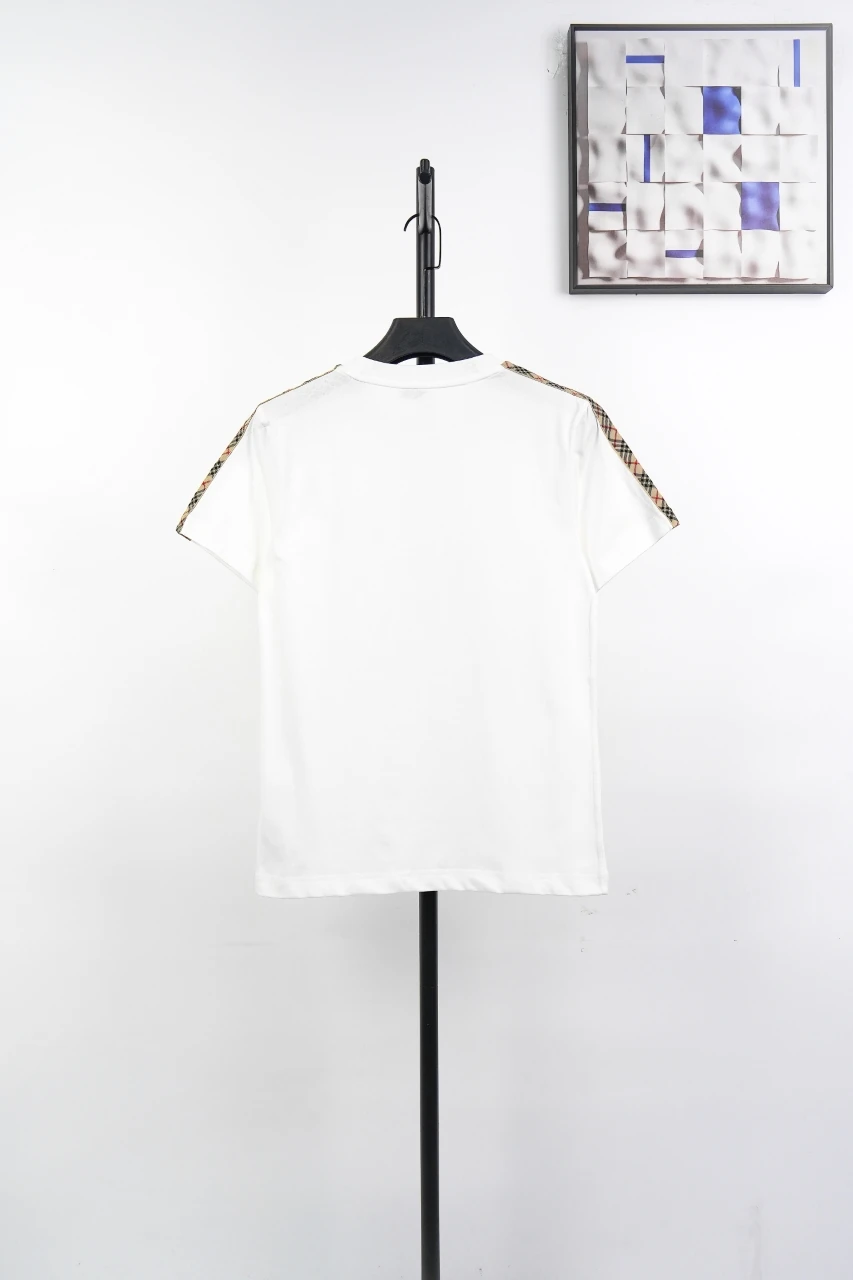 Burberry White Check Shoulder Equestrian Knight Cotton T-Shirt product photo from LabelPicks