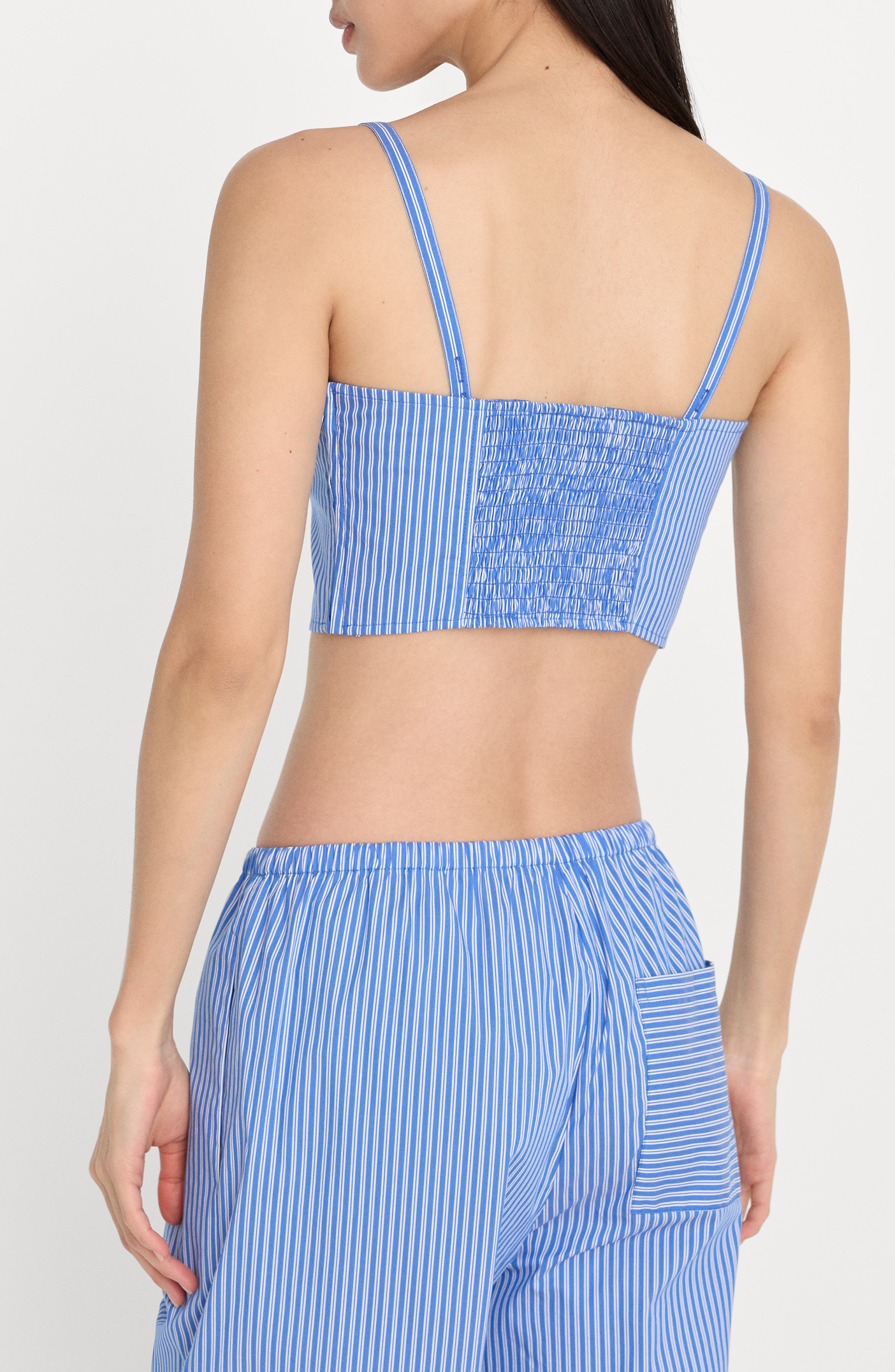 Good American Stripe Crop Poplin Bustier Top