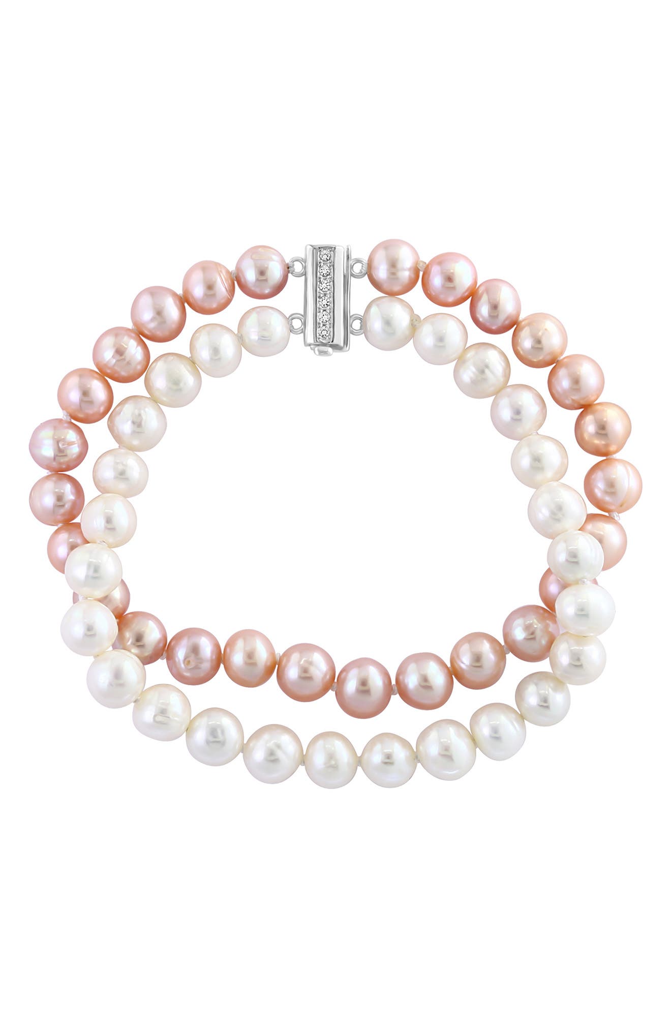 EFFY Freshwater Pearl & White Topaz Stacked Bracelet