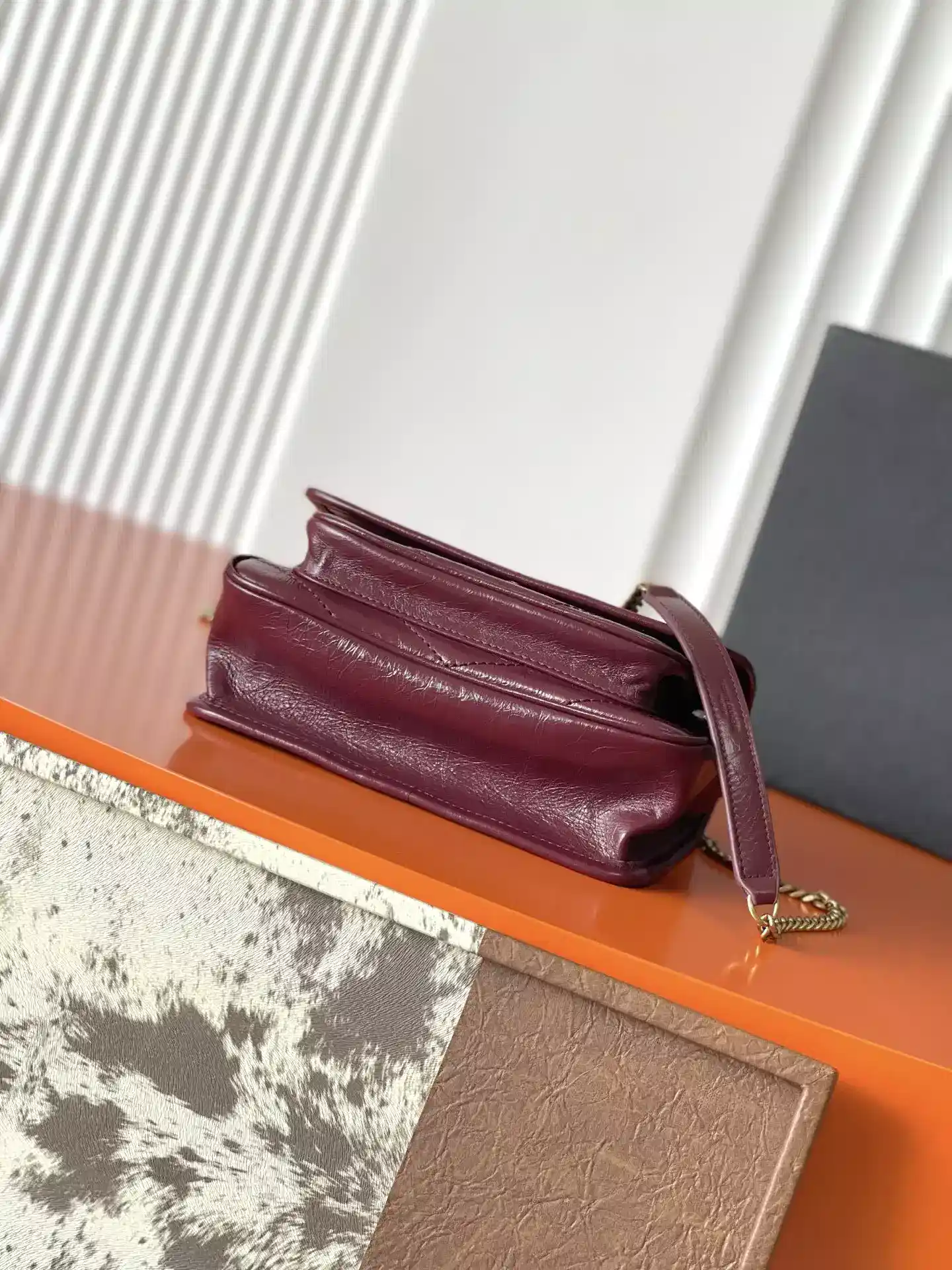 Saint Laurent Burgundy Niki Calfskin Shoulder Bag product photo from LabelPicks