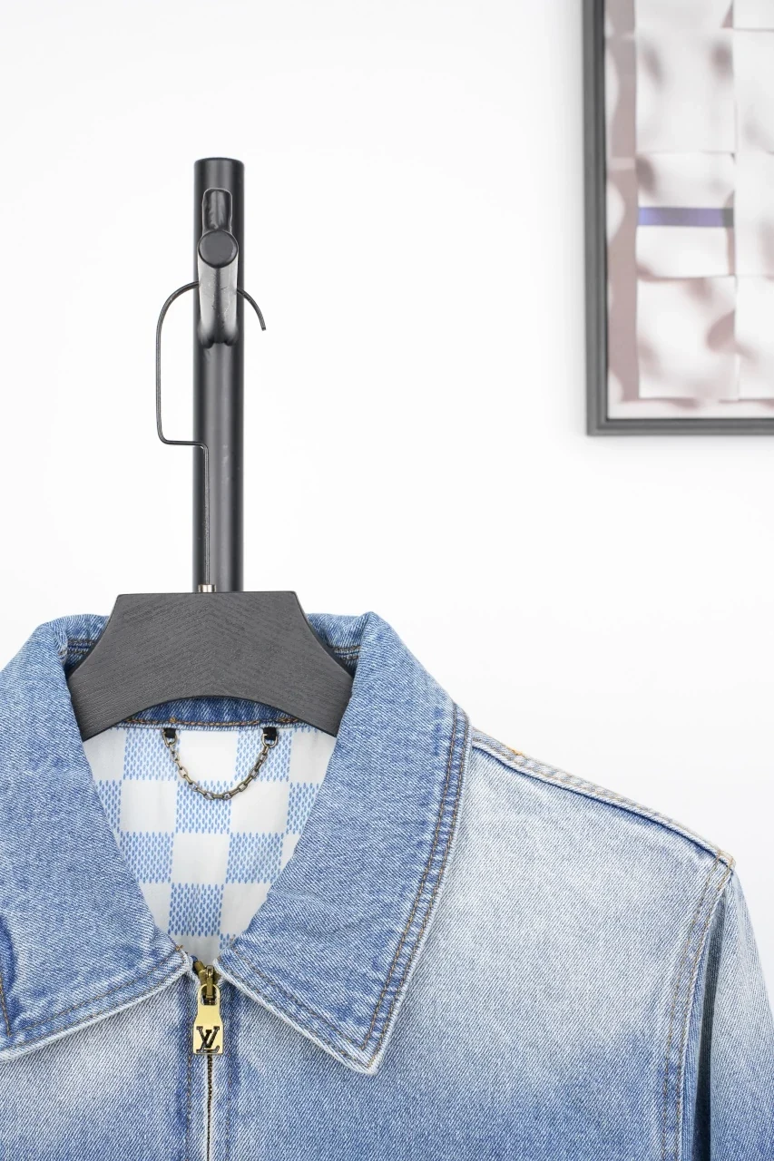 Louis Vuitton Light Blue Monogram Letter Stitch Zip Denim Jacket product photo from LabelPicks