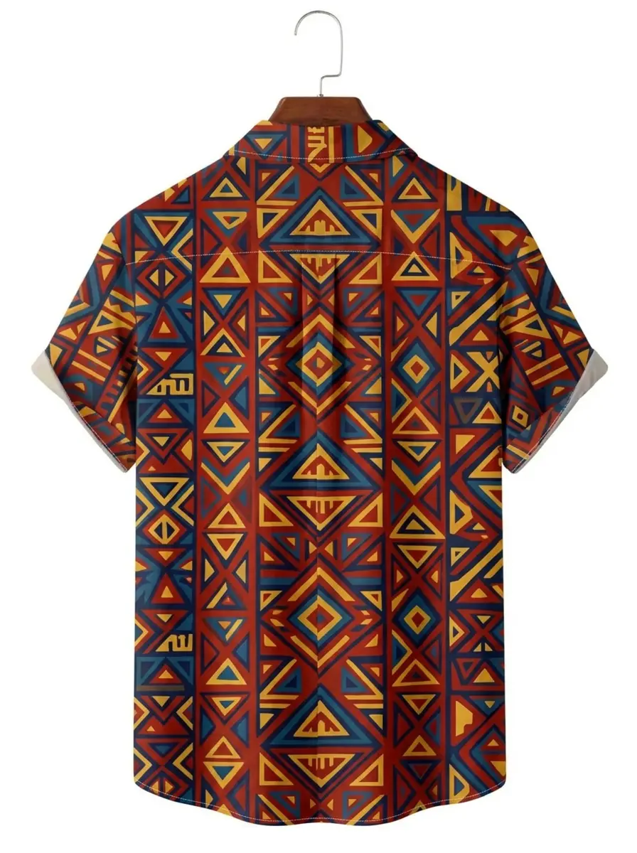 Men's printed shirts Tribal Geometric Pattern Hawaiian Shirt