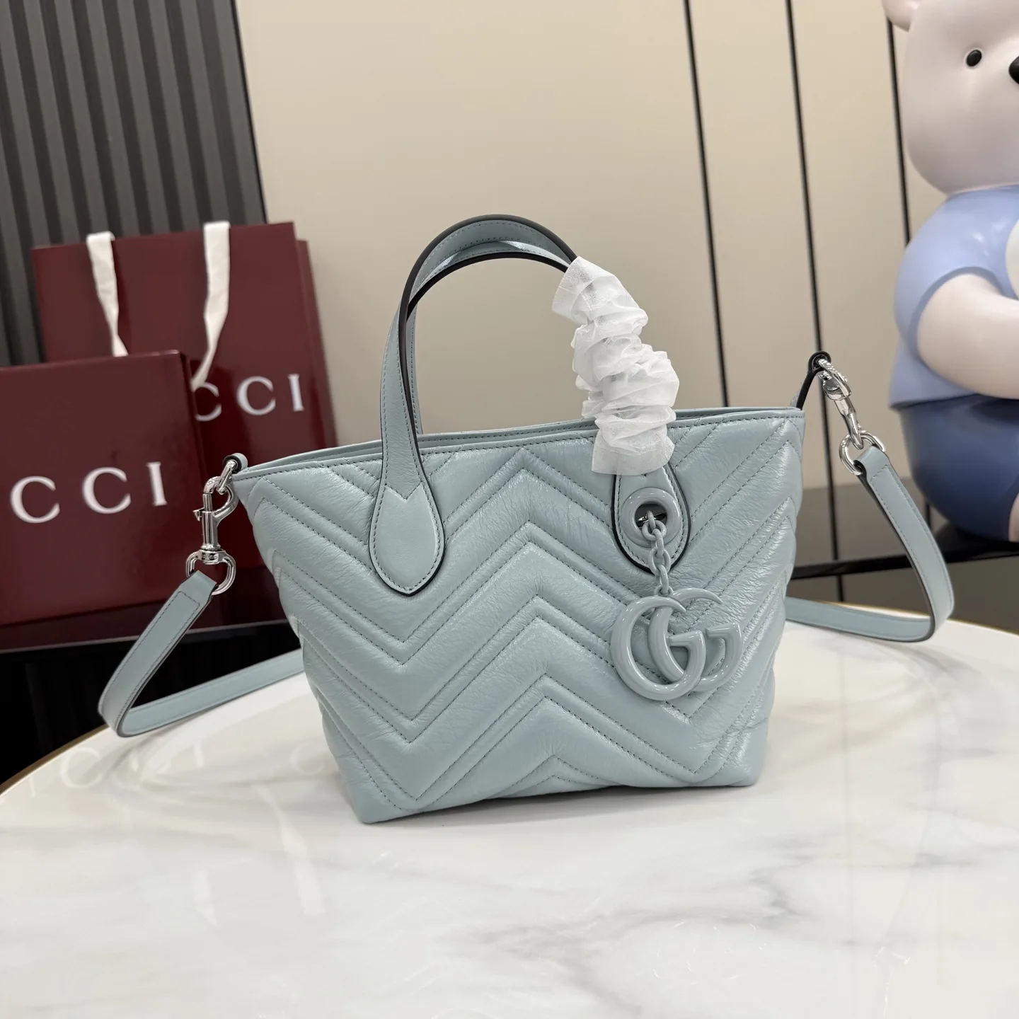Gucci Blue Marmont GG Supreme Canvas Tote Bag product photo from LabelPicks