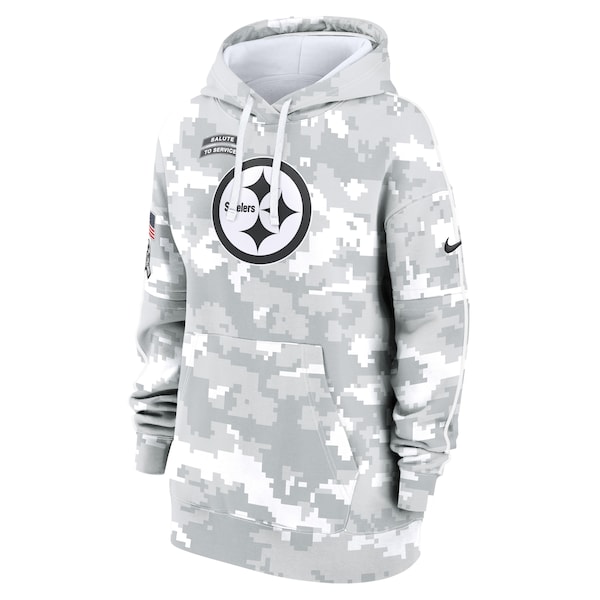 Pittsburgh Steelers Nike Women's 2024 Salute To Service Club Fleece Pullover Hoodie - Arctic Camo