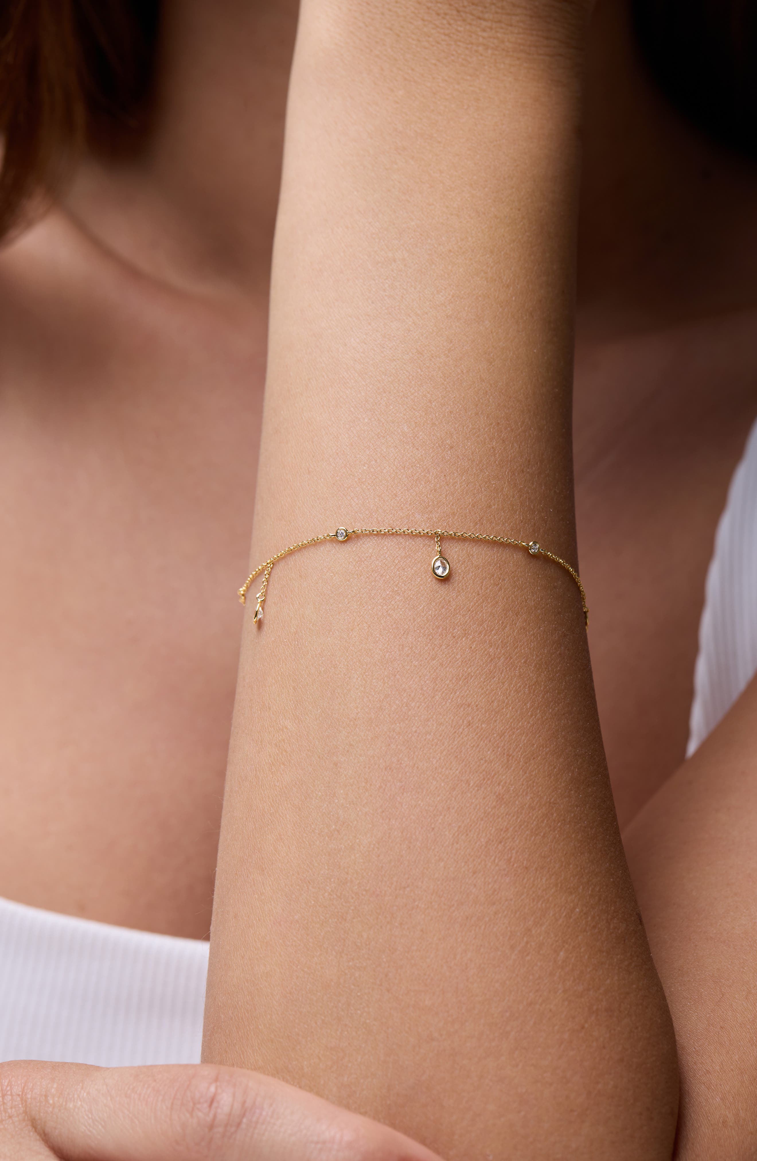 Bony Levy Monaco 18K Yellow Gold Diamond Station & Charm Bracelet