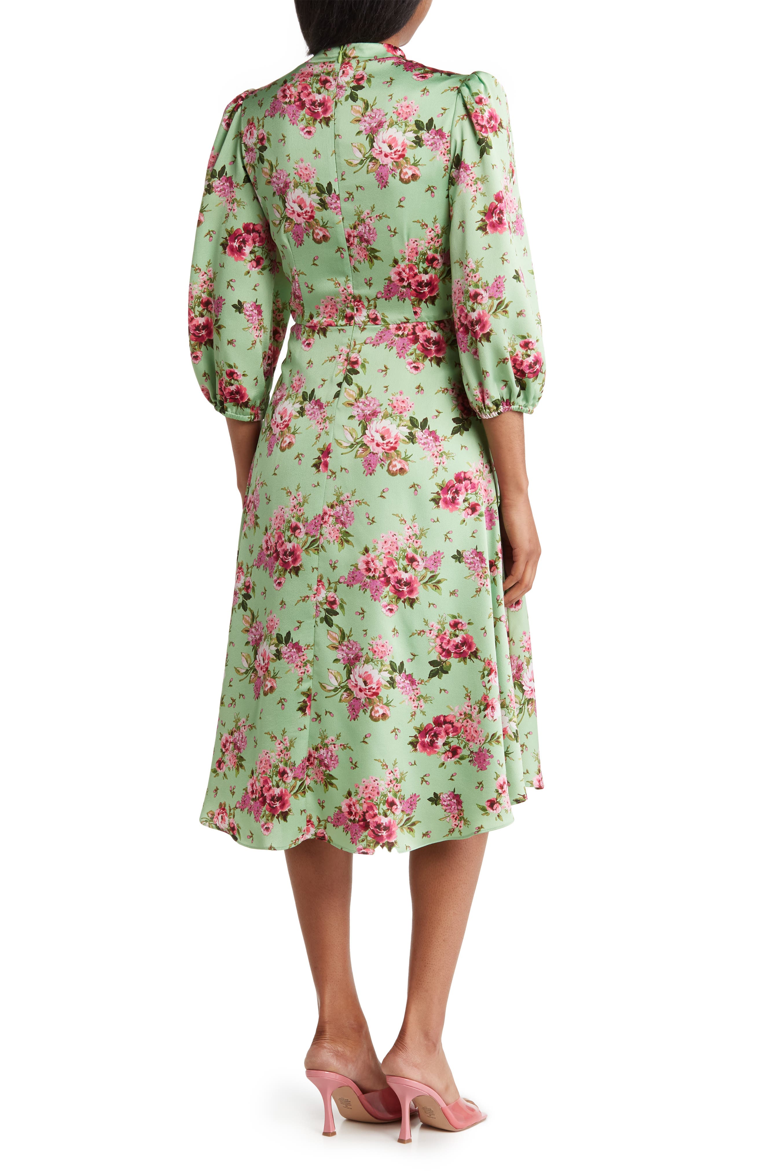 Julia Jordan Floral Print Tie Front Long Sleeve Dress