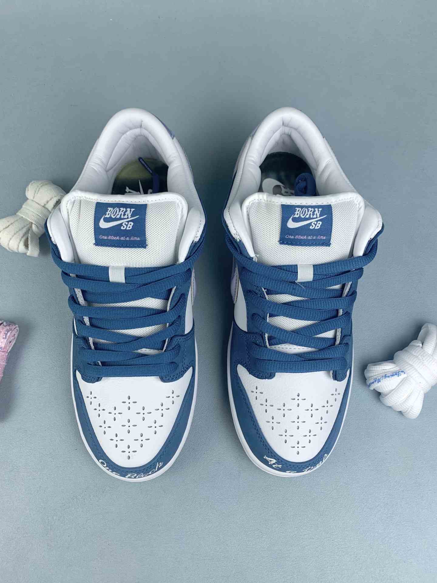 Born x Raised x Nike SB Dunk Low Pro QS “One Block at a Time” - Deep Royal Blue/White/Black