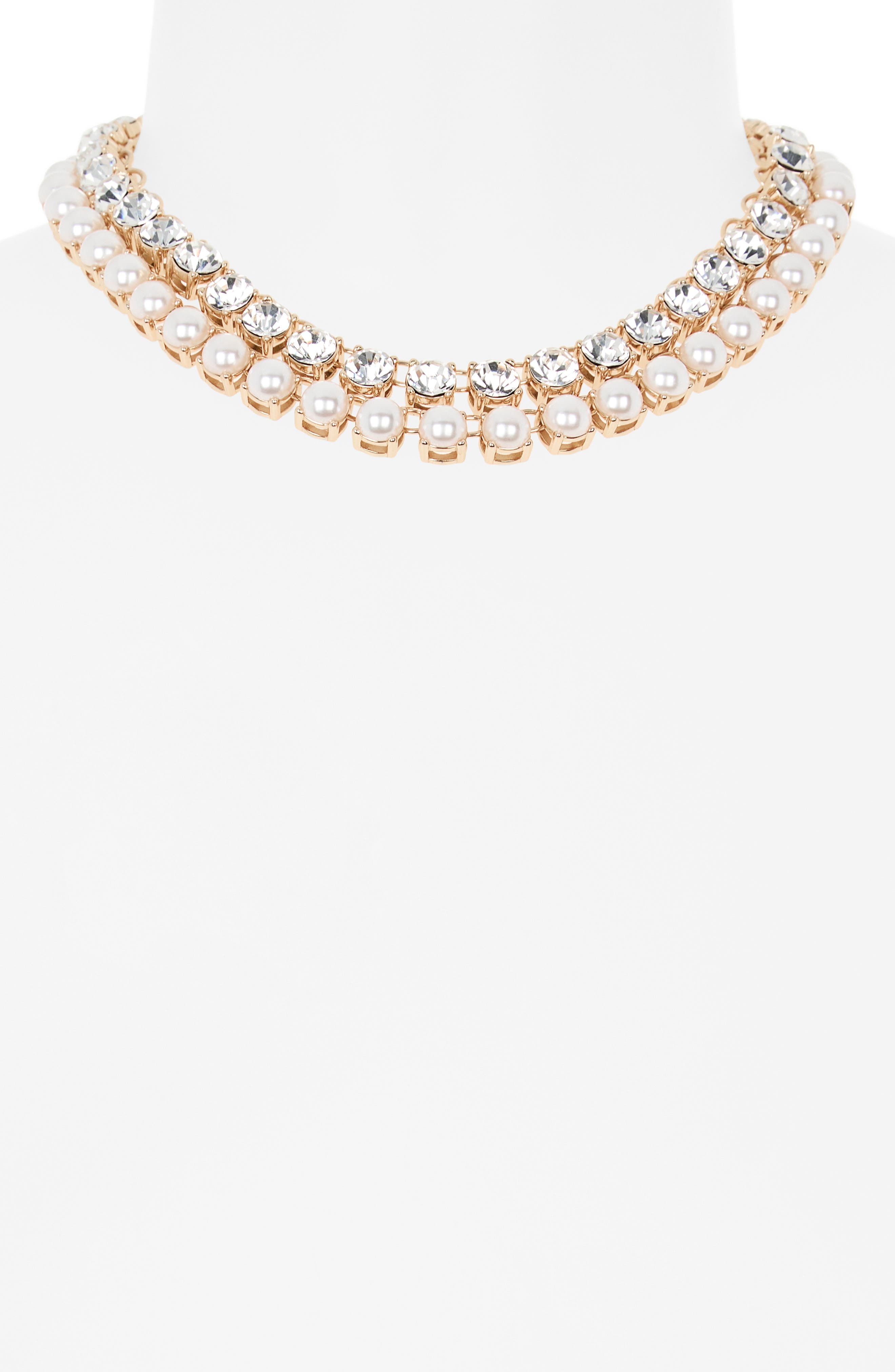 Kenneth Jay Lane Set of 2 Crystal & Faux Pearl Necklaces