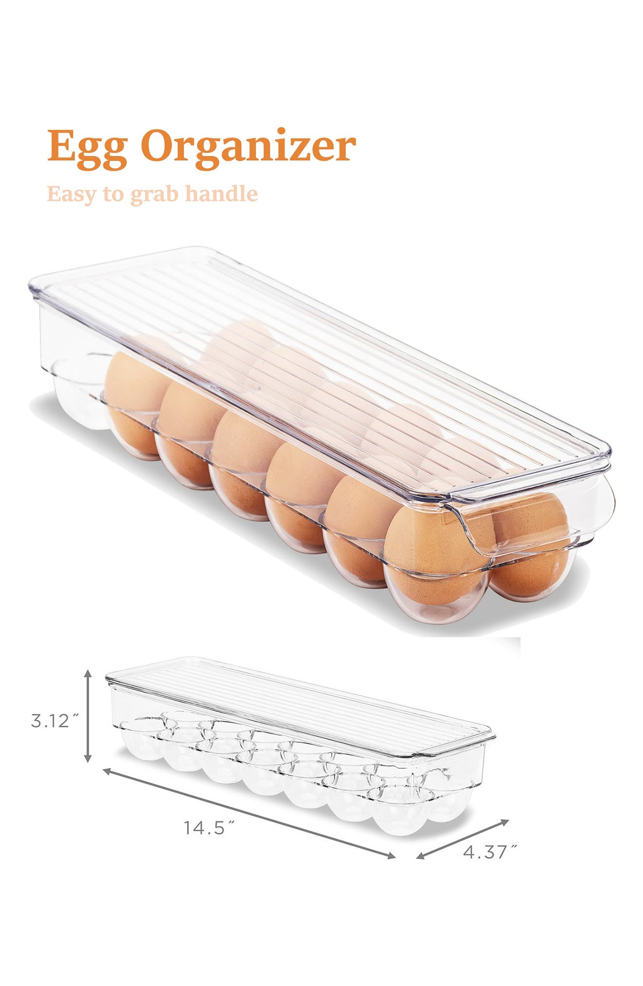 SORBUS Set of 4 Clear Organizer Fridge Bins