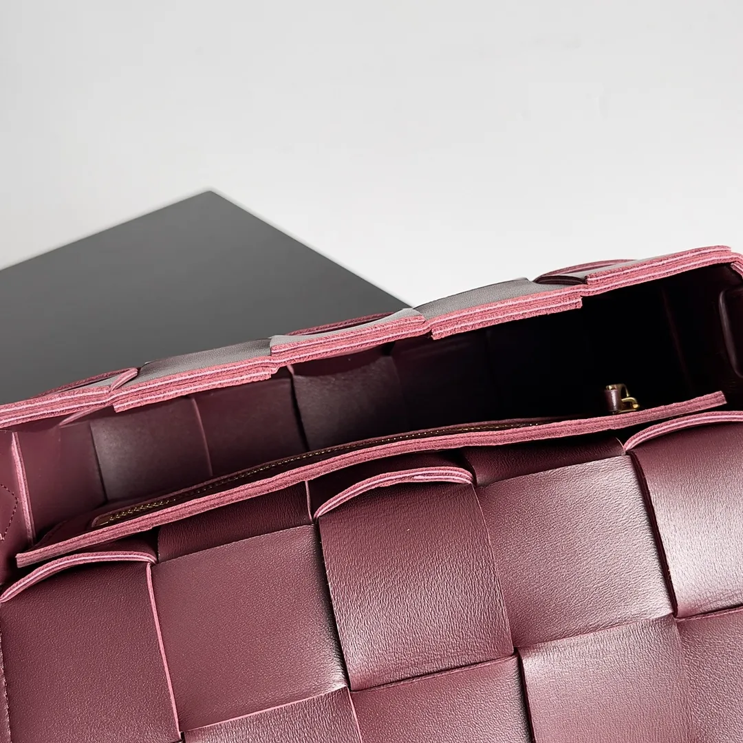 Bottega Veneta Cassette Burgundy Intrecciato Woven Leather Shoulder Bag product photo from LabelPicks