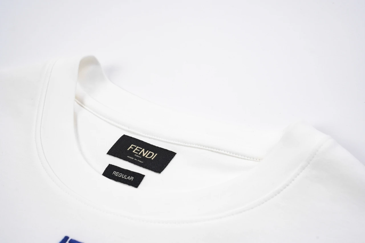 Fendi White Blue Double-F Embroidered T-Shirt product photo from LabelPicks