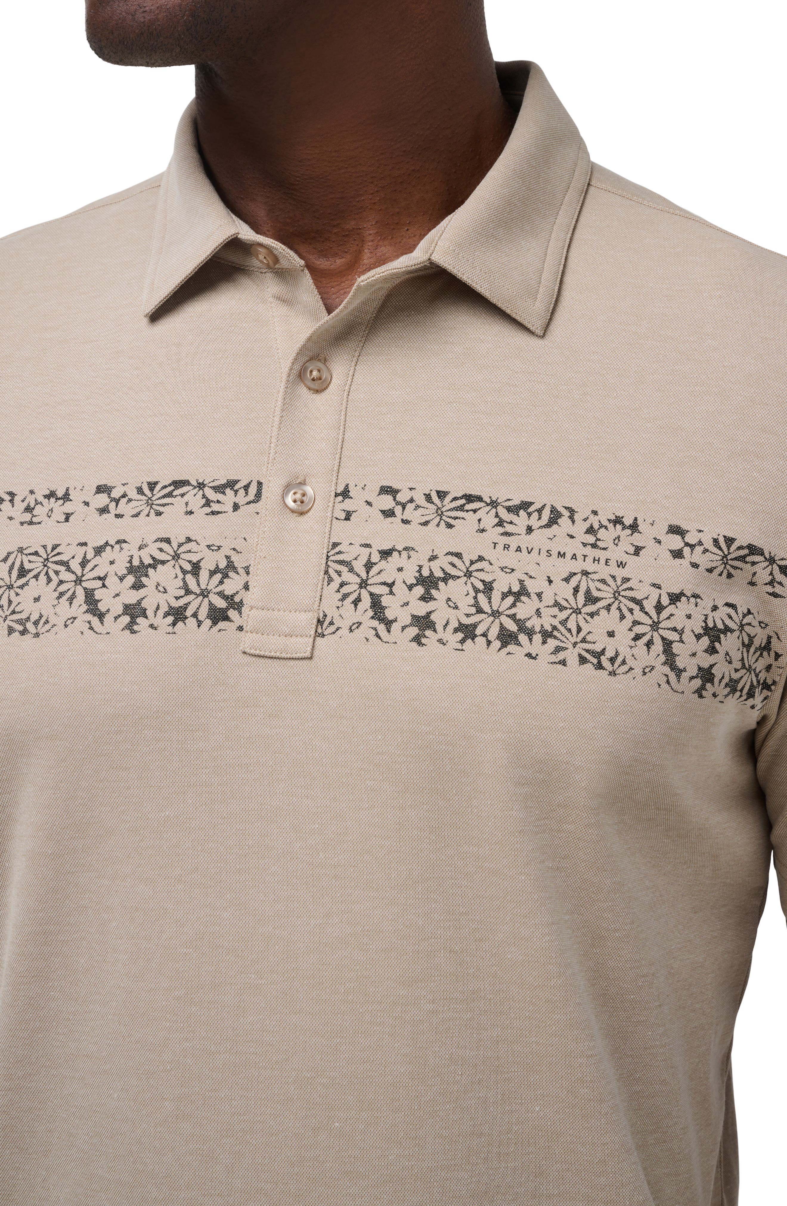 TravisMathew Deserted Cove Floral Stripe Piqué Polo