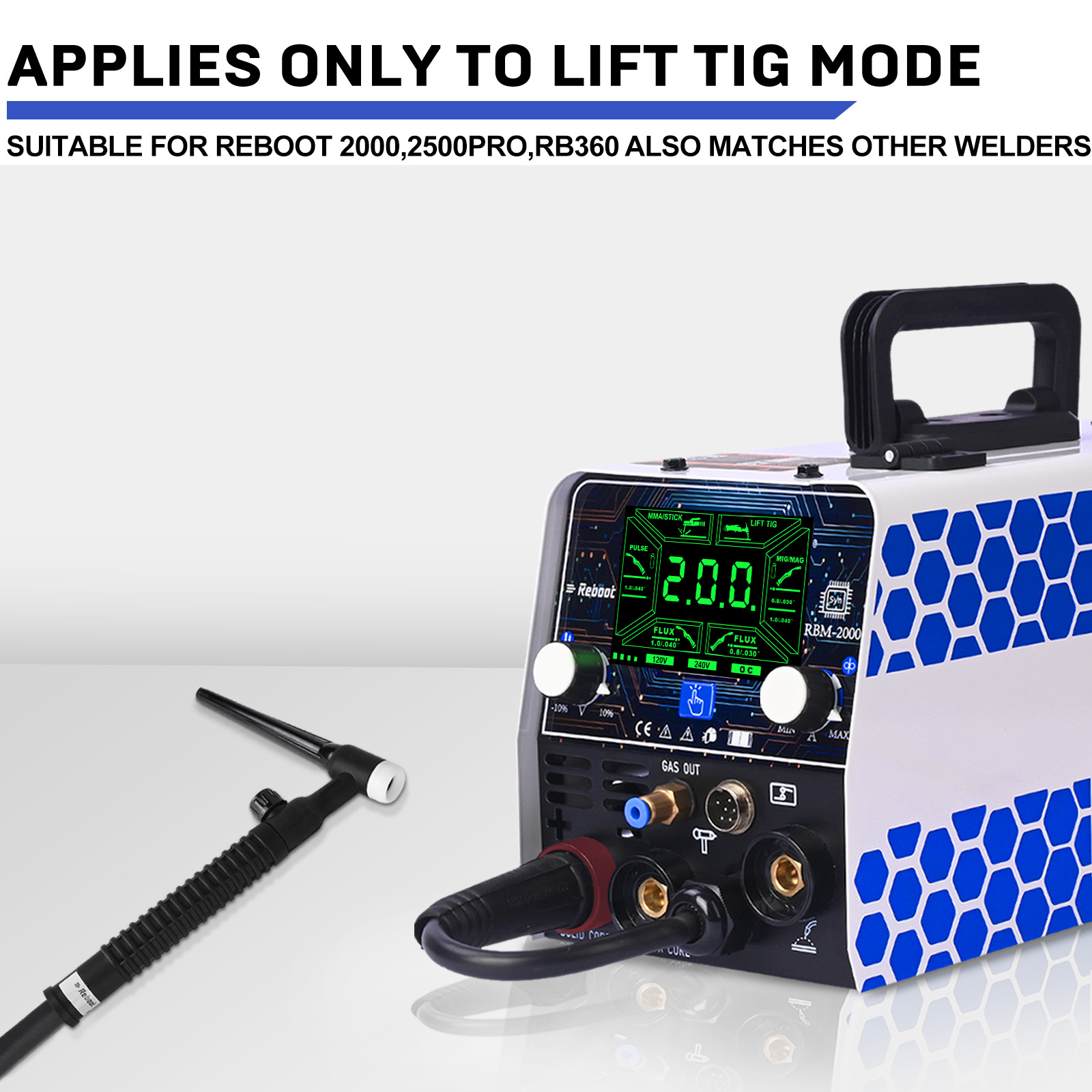 TIG Welding Torch, WP-17FV Argon Air Cooled Lift TIG Torch, 150Amp 10-25mm Connector (WP17V-2025)