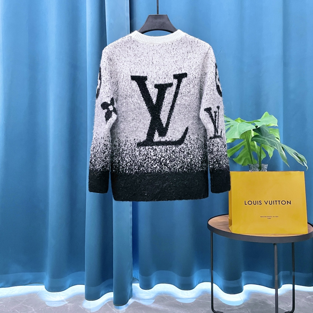 Gradient Jacquard Long Sleeve Knitted Sweater