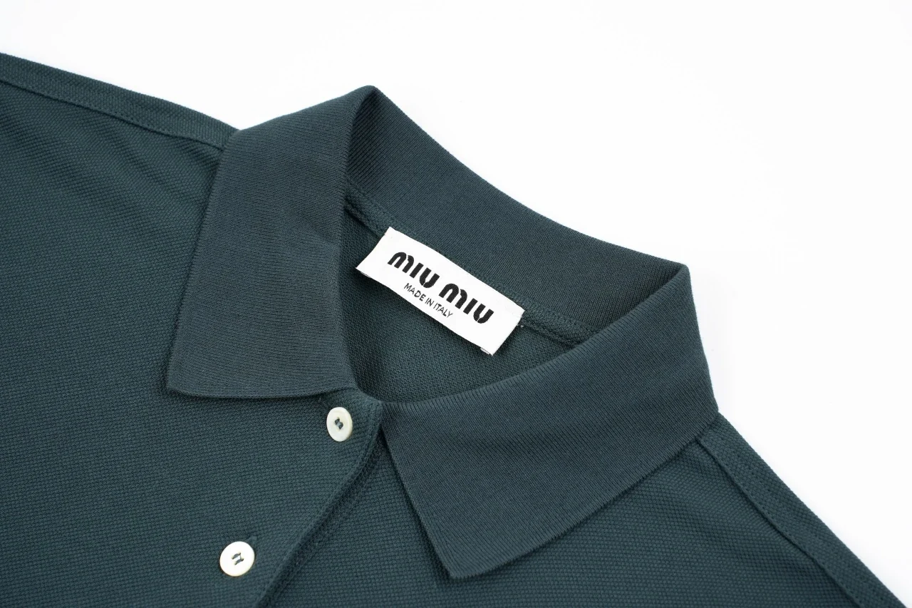Miu Miu Dark Green Logo Long Sleeve Polo Shirt product photo from LabelPicks