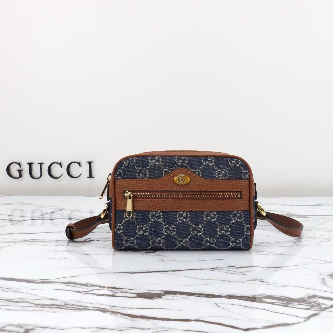 GUCCI Ophidia Vintage Monogram Canvas / Canvas and Leather Patchwork / Women's / 17.5CM