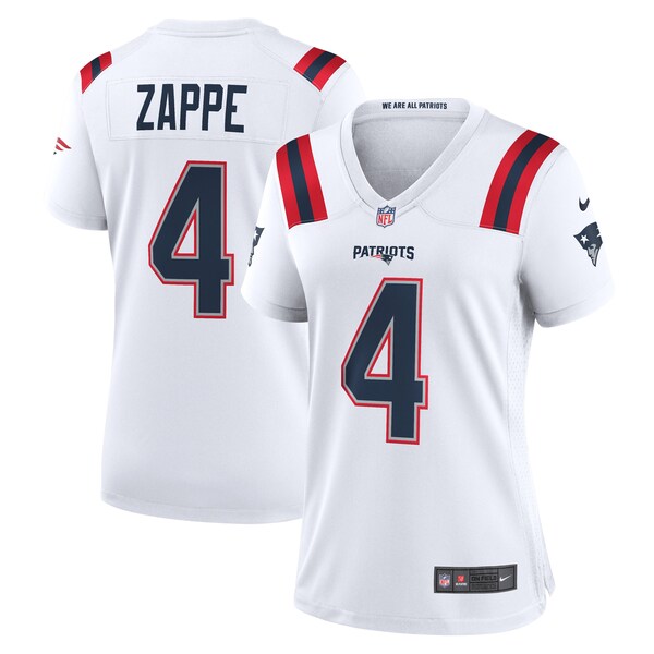 Bailey Zappe New England Patriots Nike Women's Game Player Jersey - White/Navy/Red
