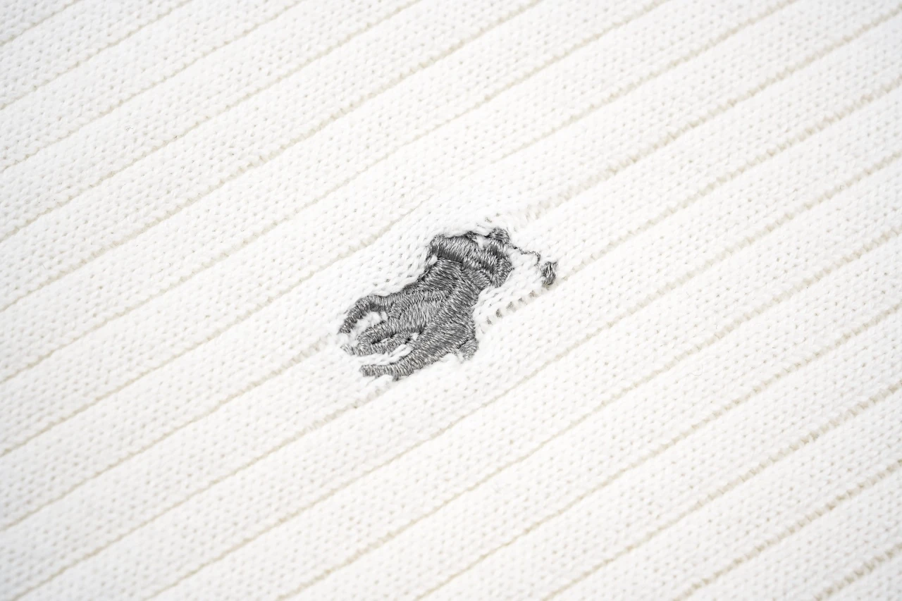 Ralph Lauren White Ribbed Pony Embroidered Knit Polo Shirt product photo from LabelPicks
