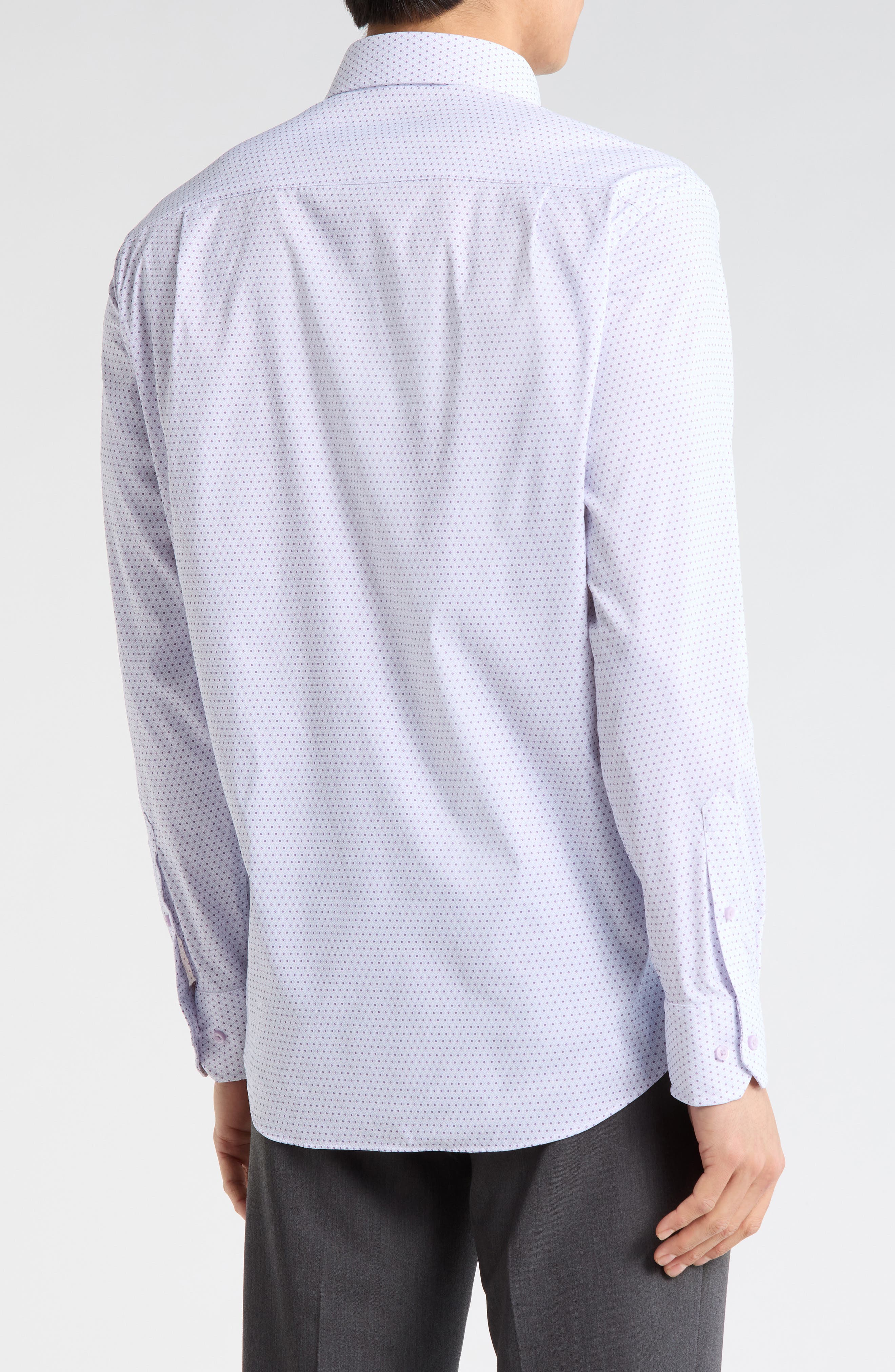 David Donahue Neat Print Performance Sport Shirt