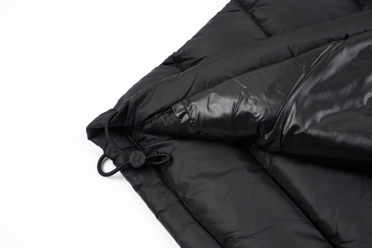 Miu Miu Matte Black Logo Embroidered Stand Collar Down Jacket product photo from LabelPicks