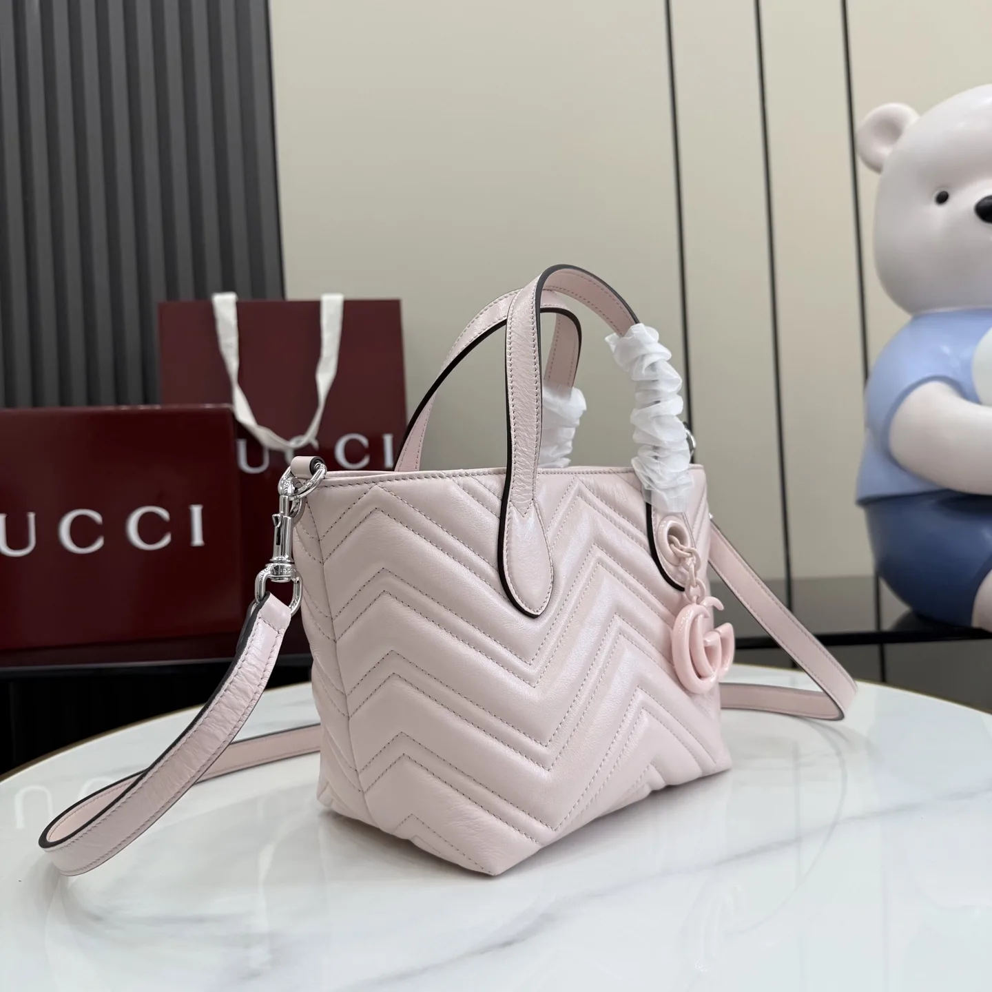 Gucci Marmont Pink GG Supreme Canvas Tote Bag product photo from LabelPicks