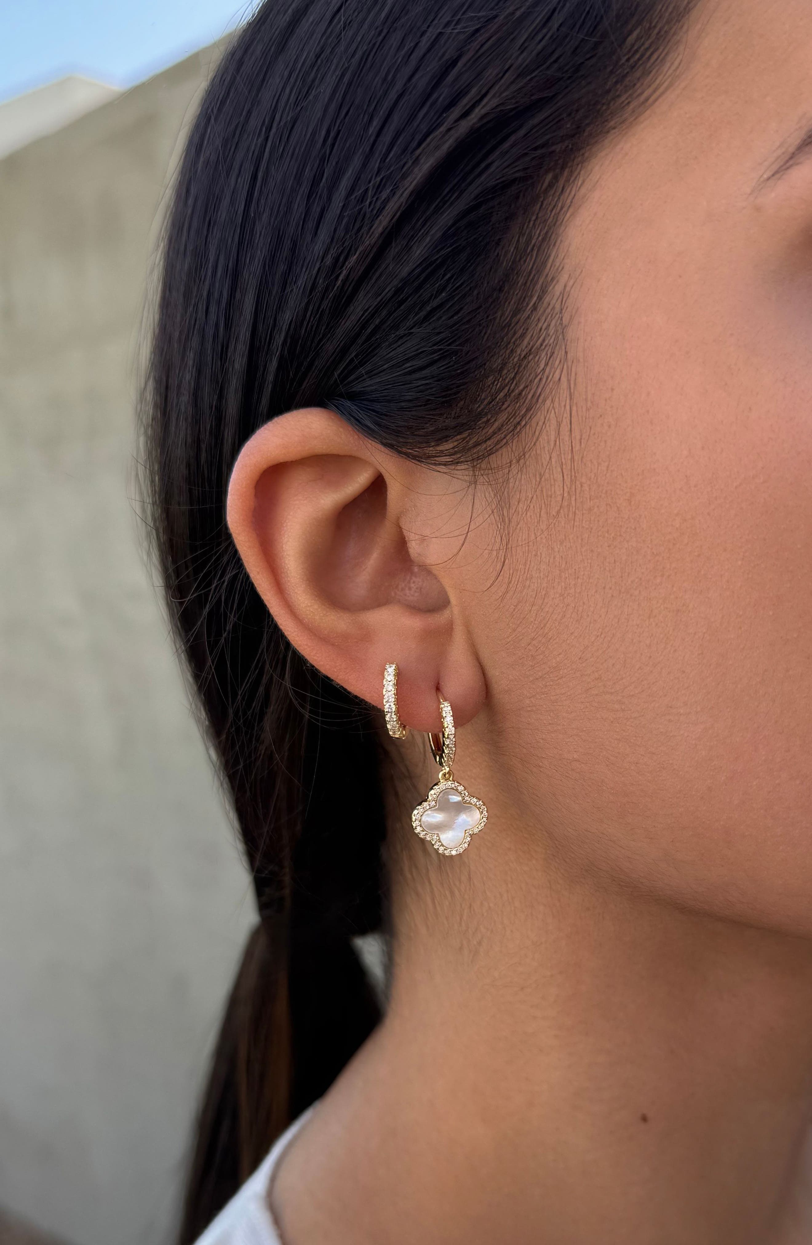 Adornia Set of 2 Halo Mother-of-Pearl Hoop Earrings