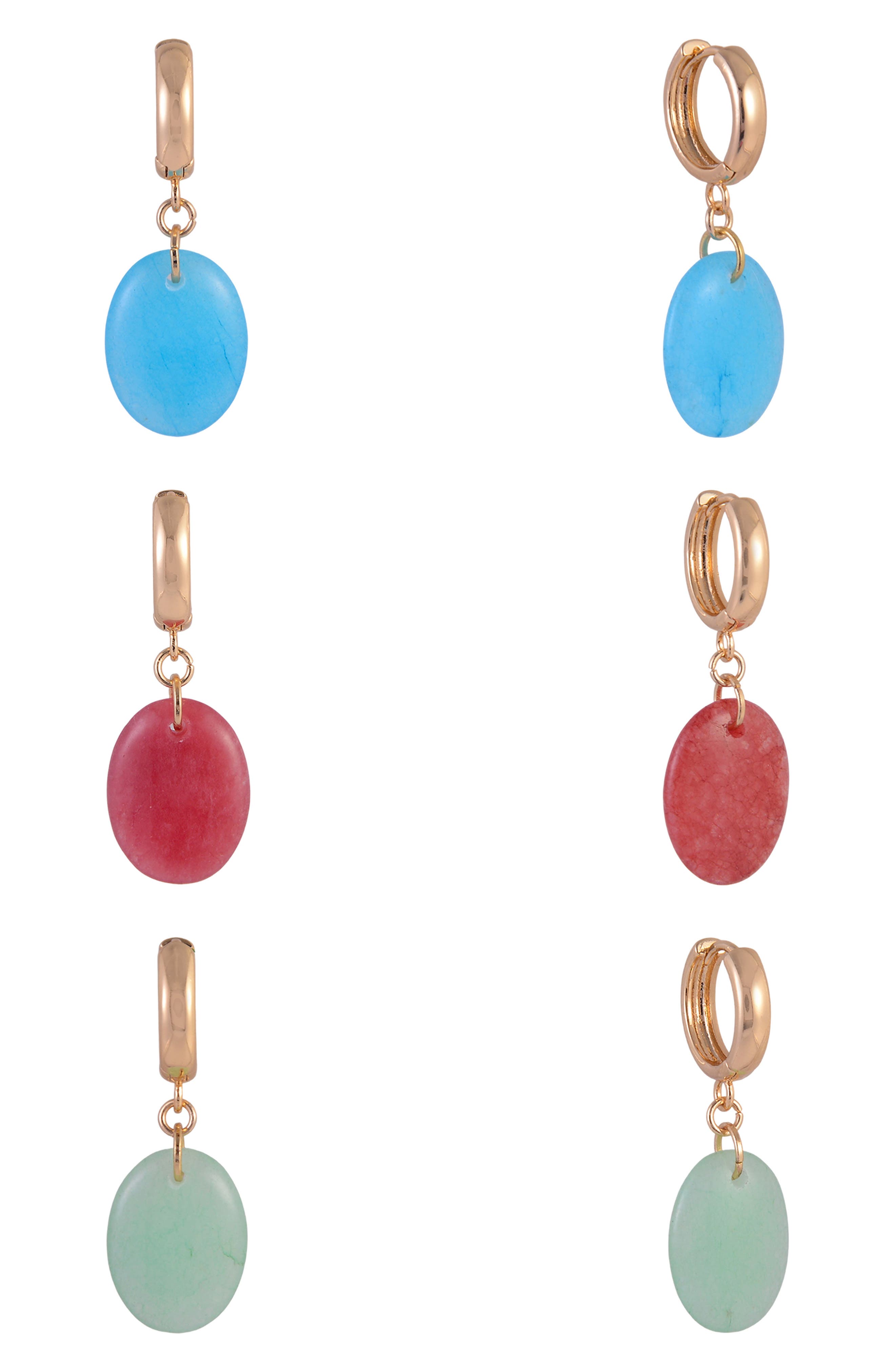 Rachel Roy Set of 3 Aventurine Drop Earrings