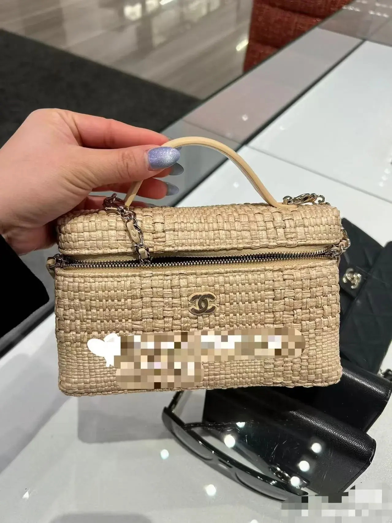 Chanel Beige Woven Leather Top Handle Bag product photo from LabelPicks