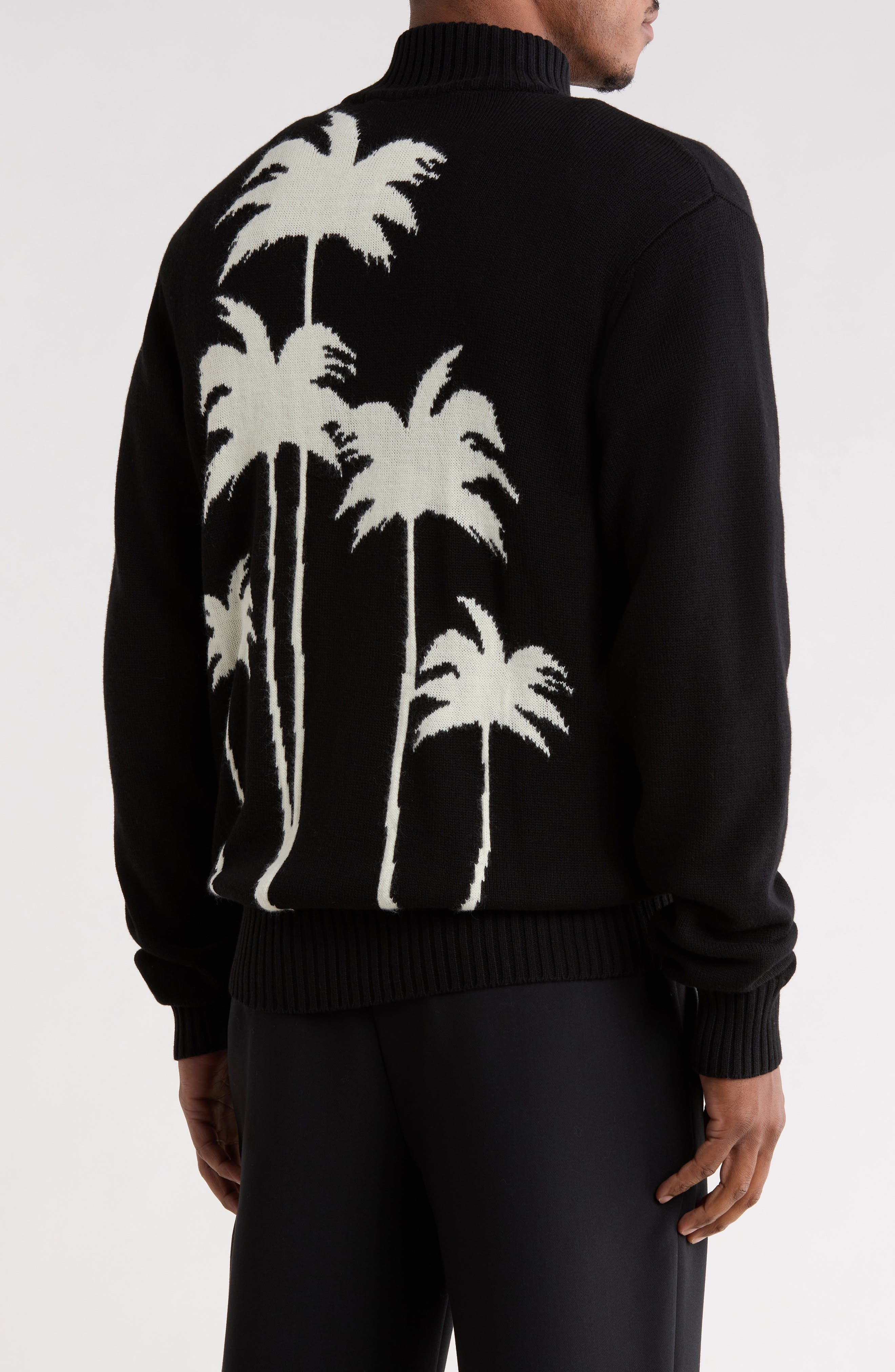 Palm Angels Palm Tree Cotton & Wool Zip Cardigan