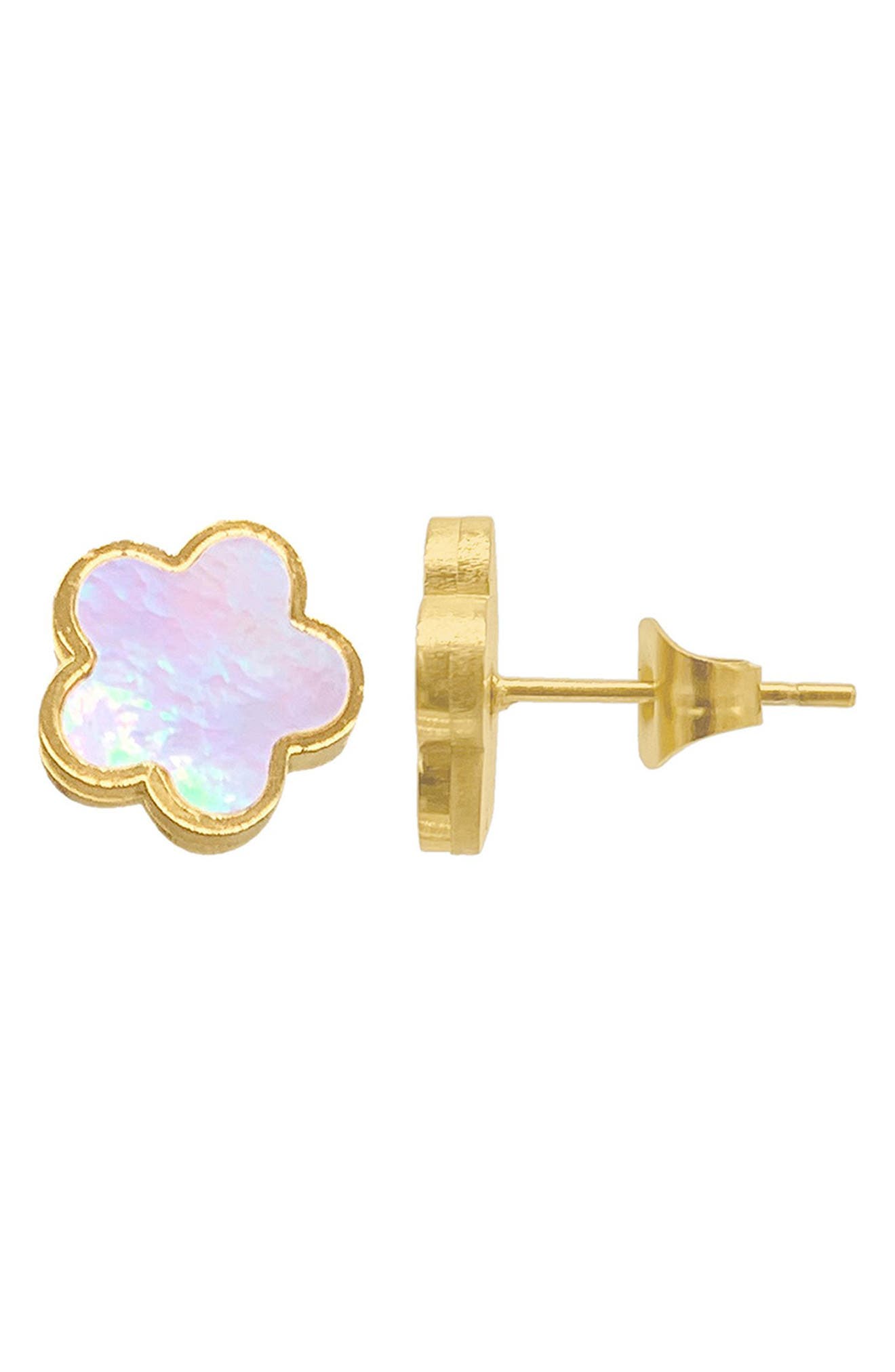 Adornia 14K Gold Plated Clover Stud Earrings