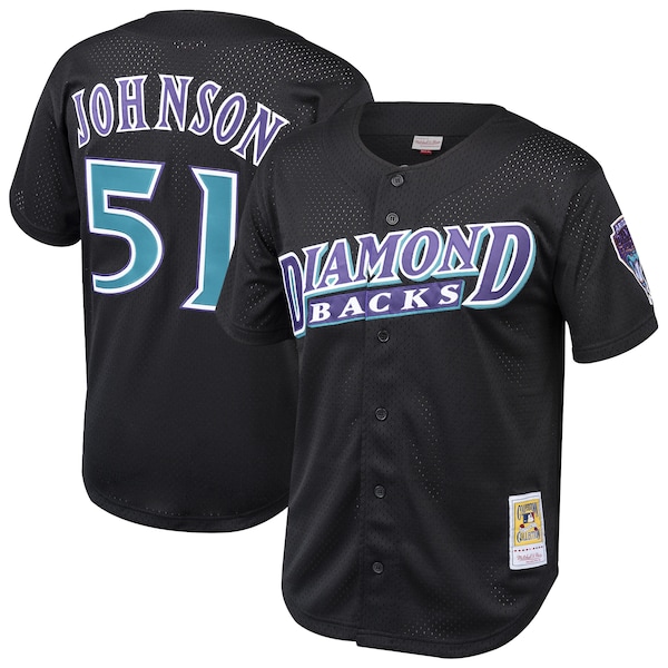 Randy Johnson Arizona Diamondbacks  Cooperstown Collection Mesh Batting Practice Button-Up Jersey  - Black