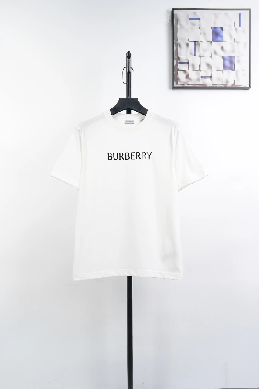 Burberry White Letter Print Cotton Crewneck T-Shirt product photo from LabelPicks