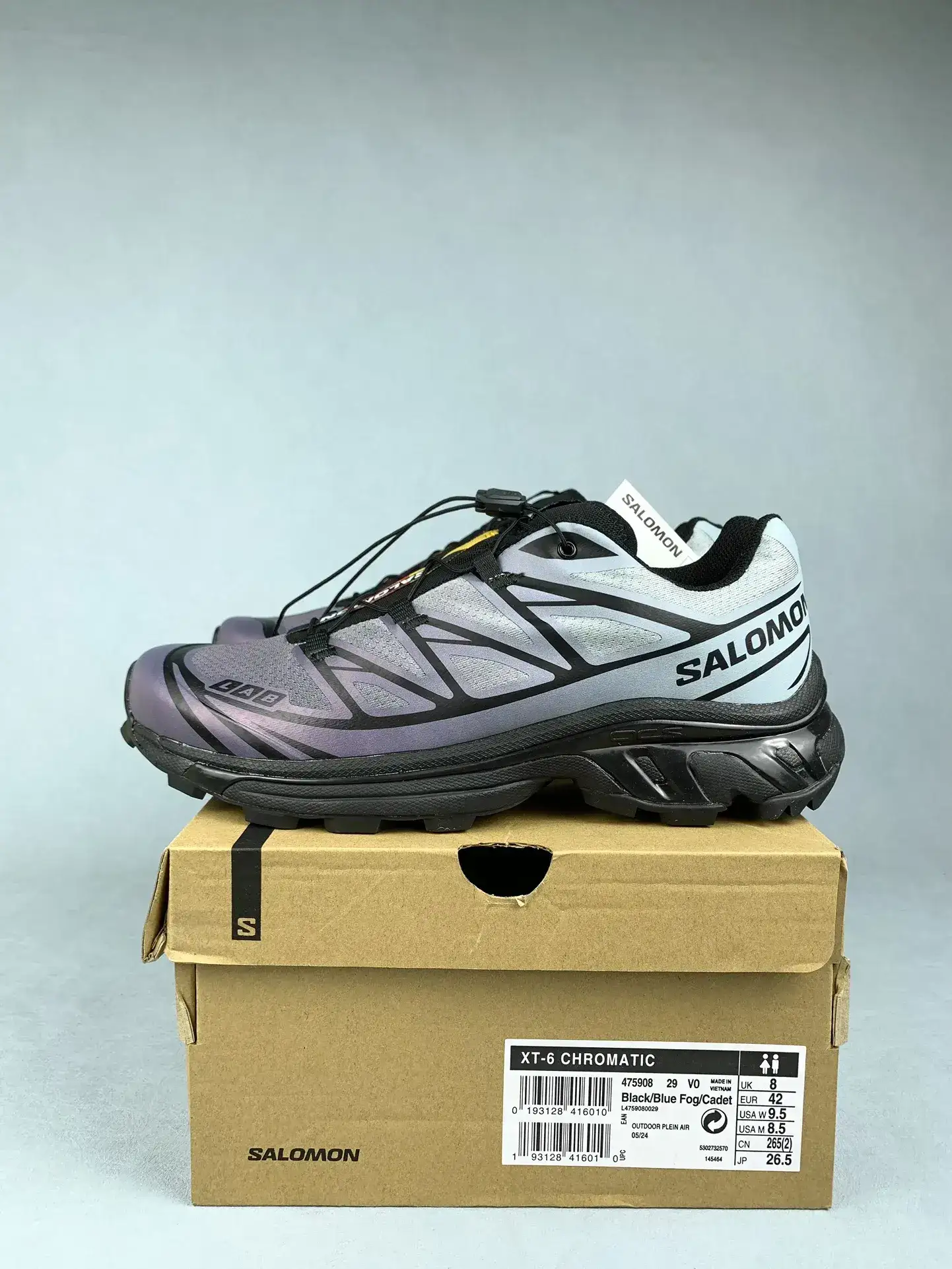 Salomon XT-6 Chromatic “Black Blue Fog Cadet” Shoes product photo from LabelPicks