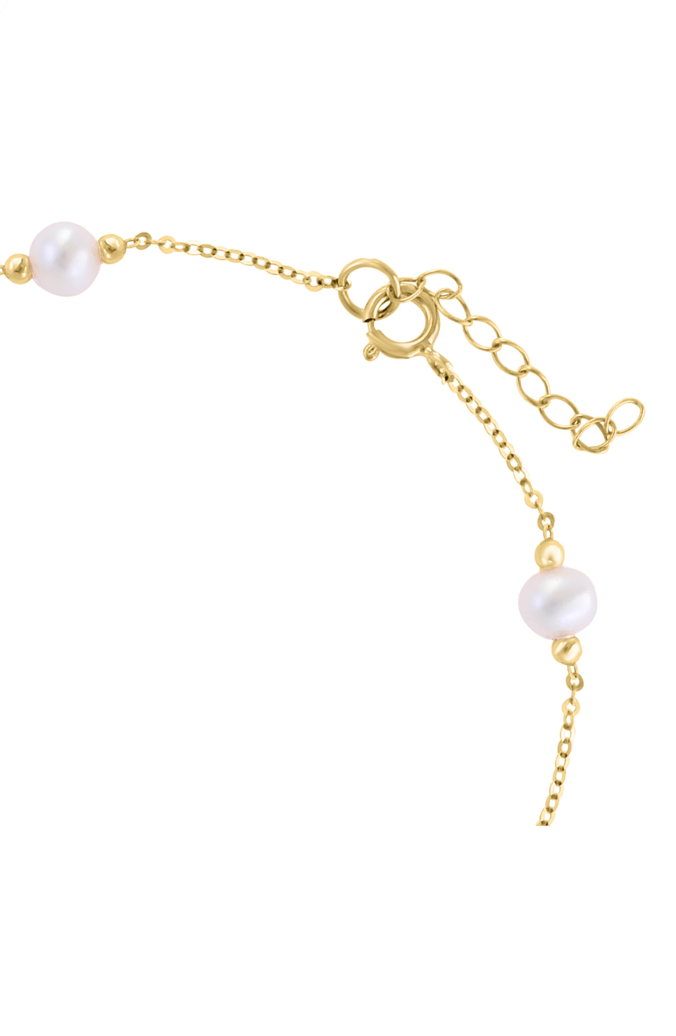 EFFY 14K Yellow Gold Clover Mother of Pearl & Freshwater Pearl Bracelet