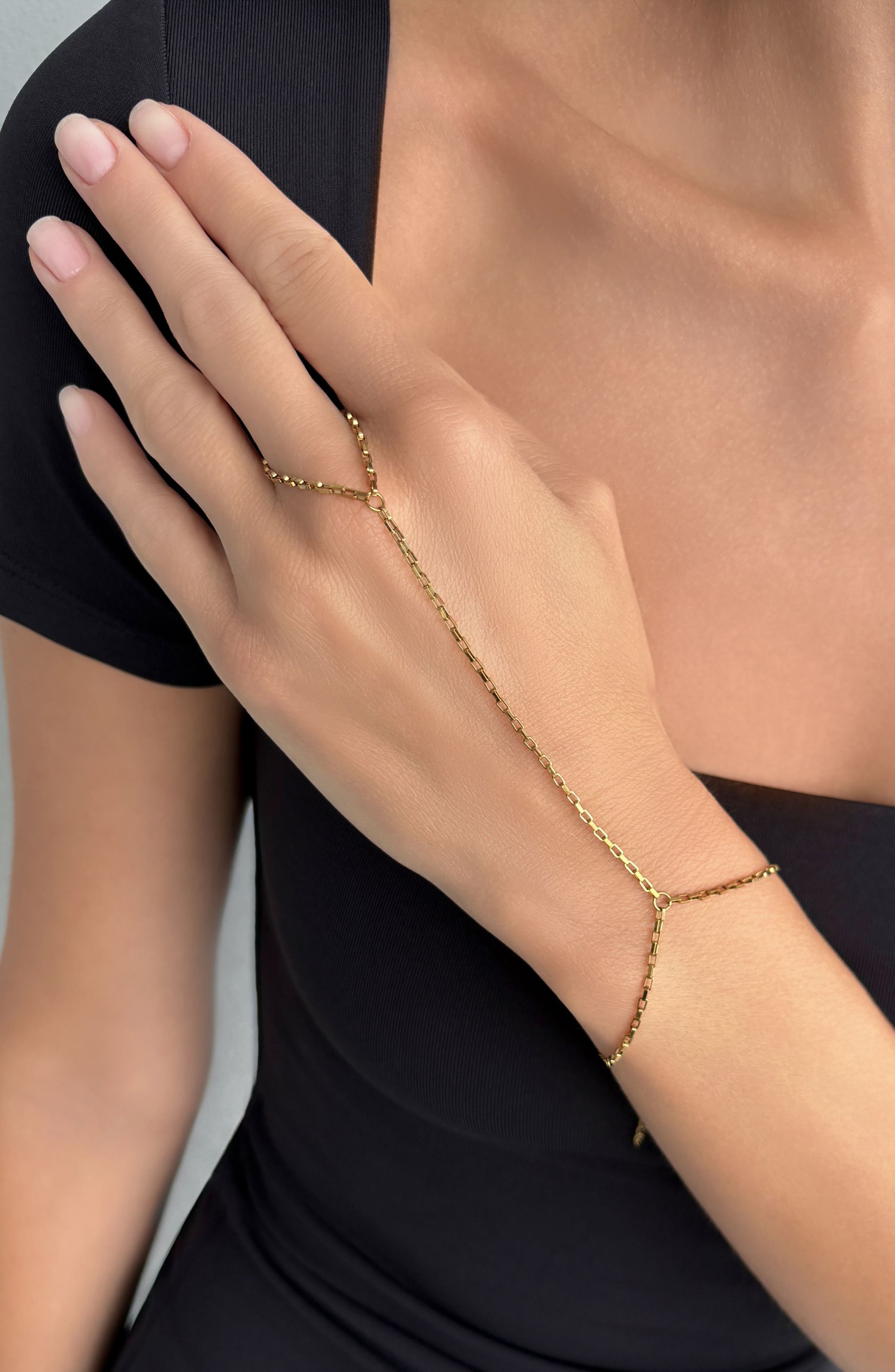 Adornia 18K Gold Plated Hand Chain Bracelet