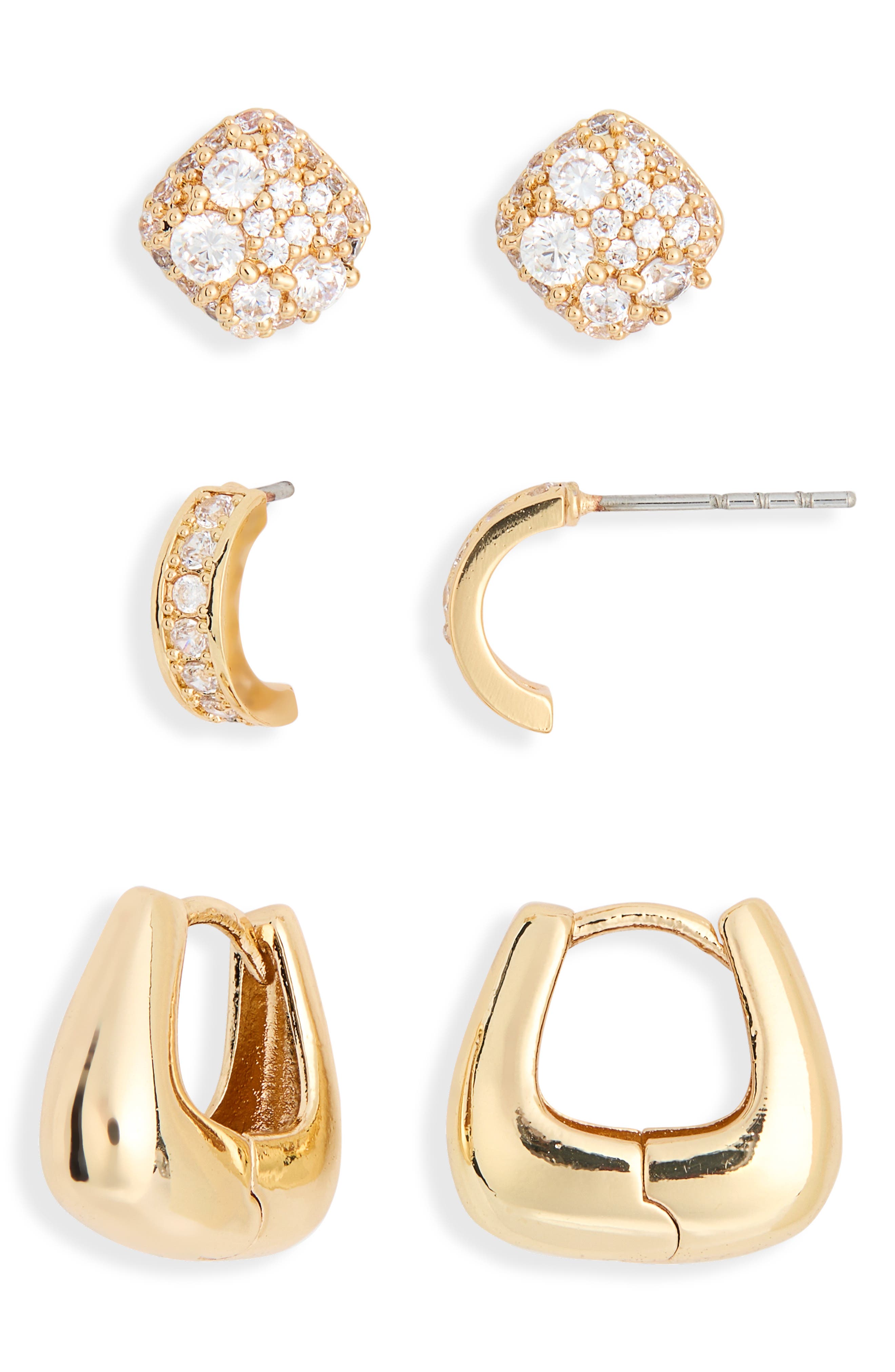 Leith Pack of 3 Assorted Hoop & Stud Earrings