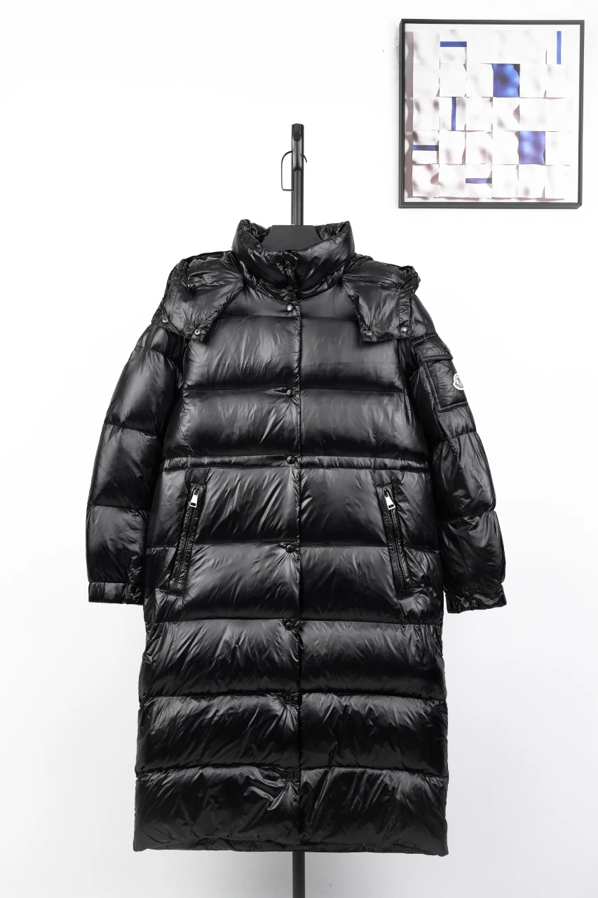 Moncler Black Glossy Maya Long Down Coat product photo from LabelPicks