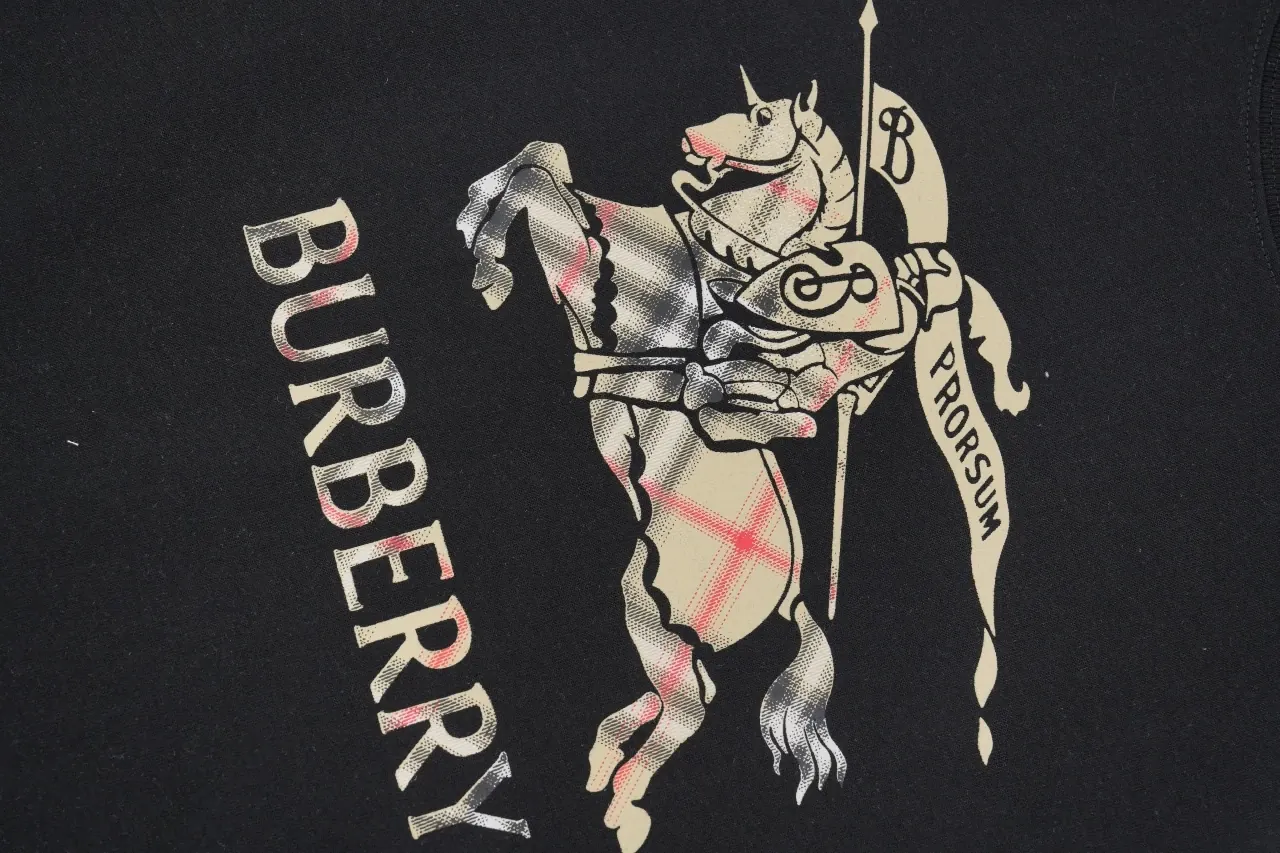 Burberry Black Equestrian Knight Check Print Cotton T-Shirt product photo from LabelPicks