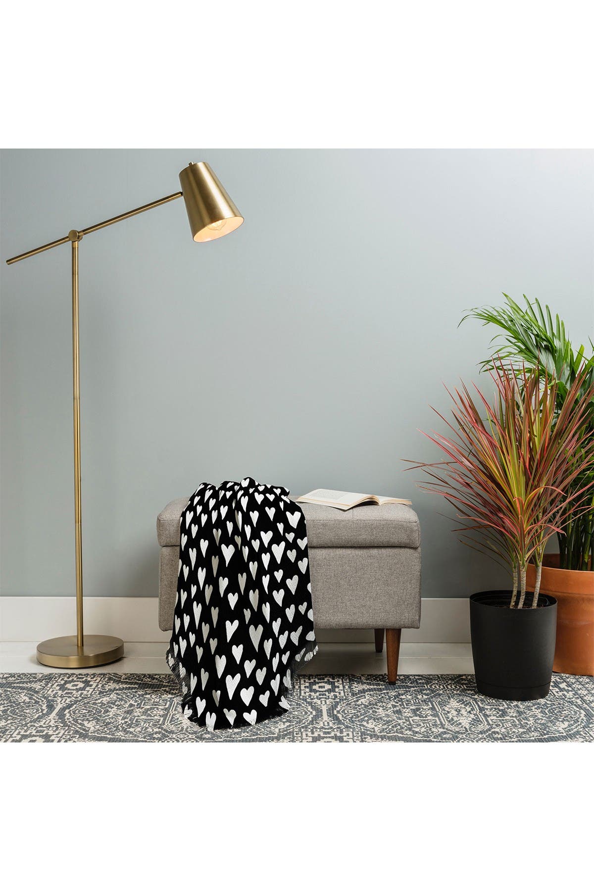 Deny Designs Elisabeth Fredriksson Little Hearts On Black Woven Throw Blanket