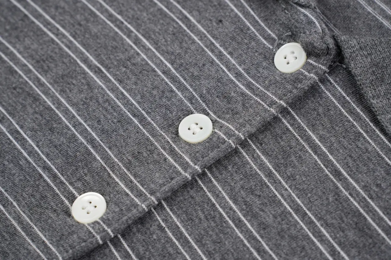 Miu Miu Grey Black Fine Stripe Long Sleeve Polo Shirt product photo from LabelPicks