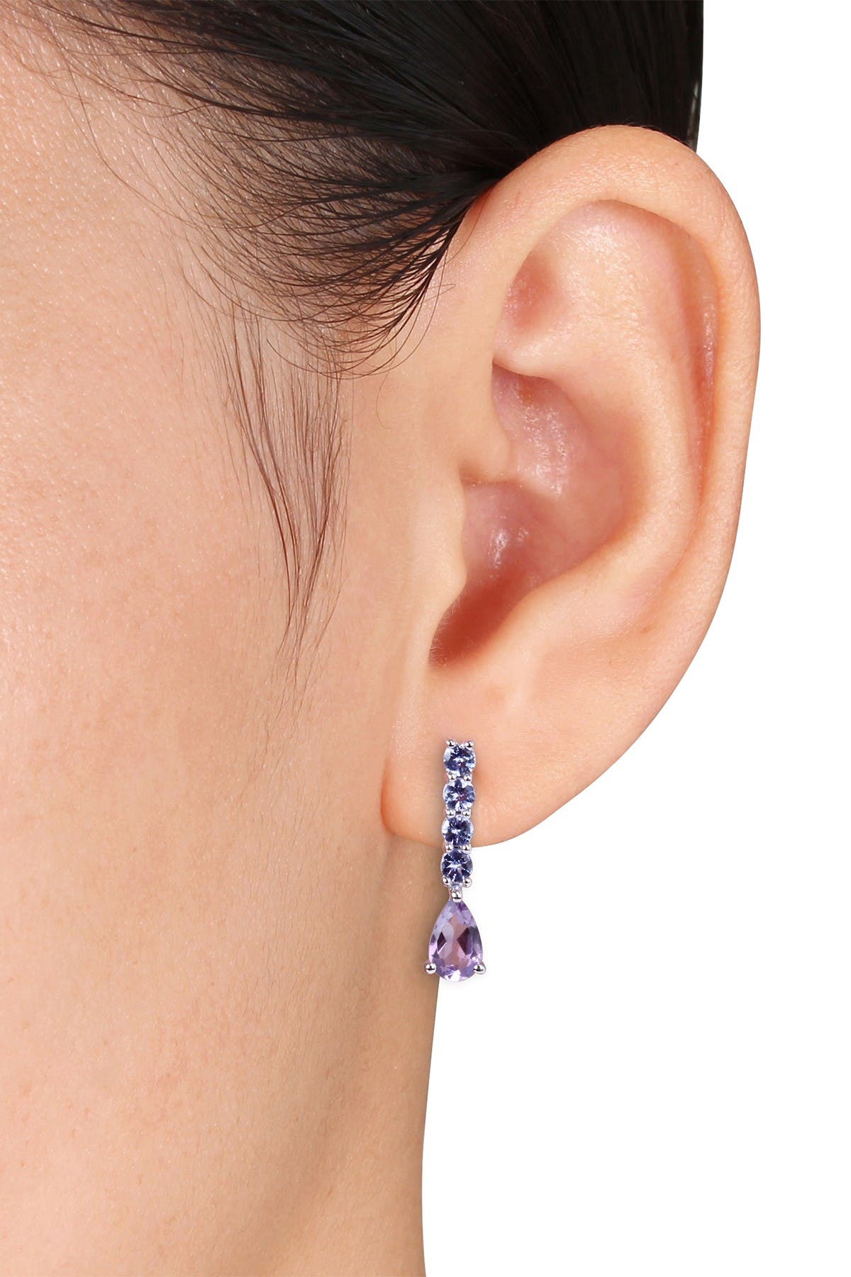 DELMAR Sterling Silver Amethyst & Tanzanite Drop Earrings