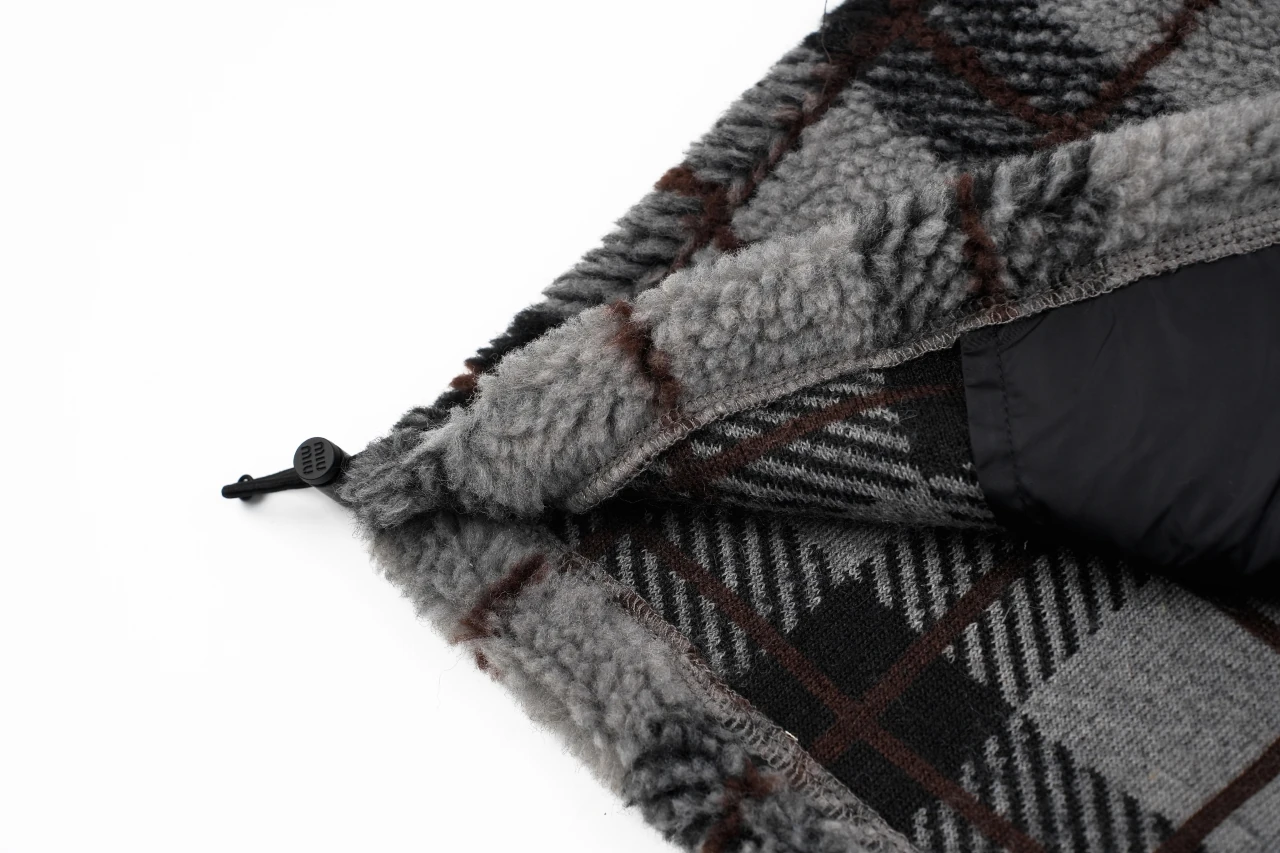 Miu Miu Grey Black Check Fleece Zip Jacket product photo from LabelPicks