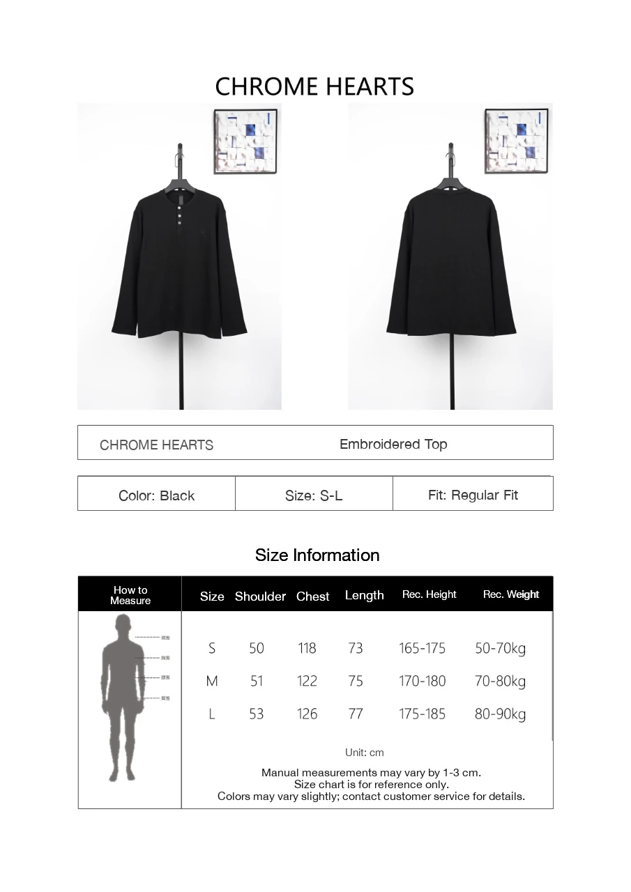 Chrome Hearts Black Tonal Embroidered Waffle Henley Long Sleeve product photo from LabelPicks
