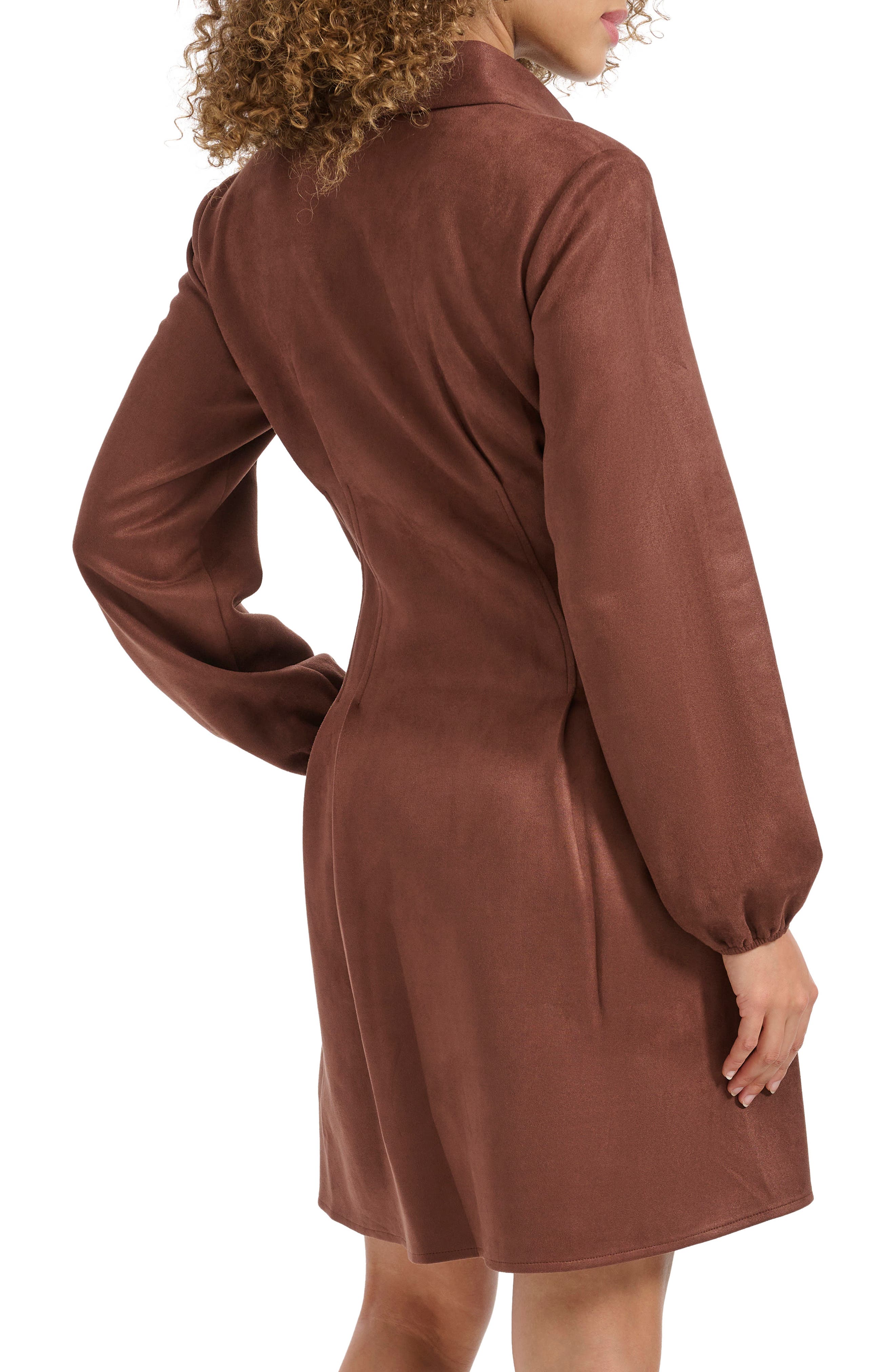 Kensie Faux Suede Long Sleeve Shirtdress