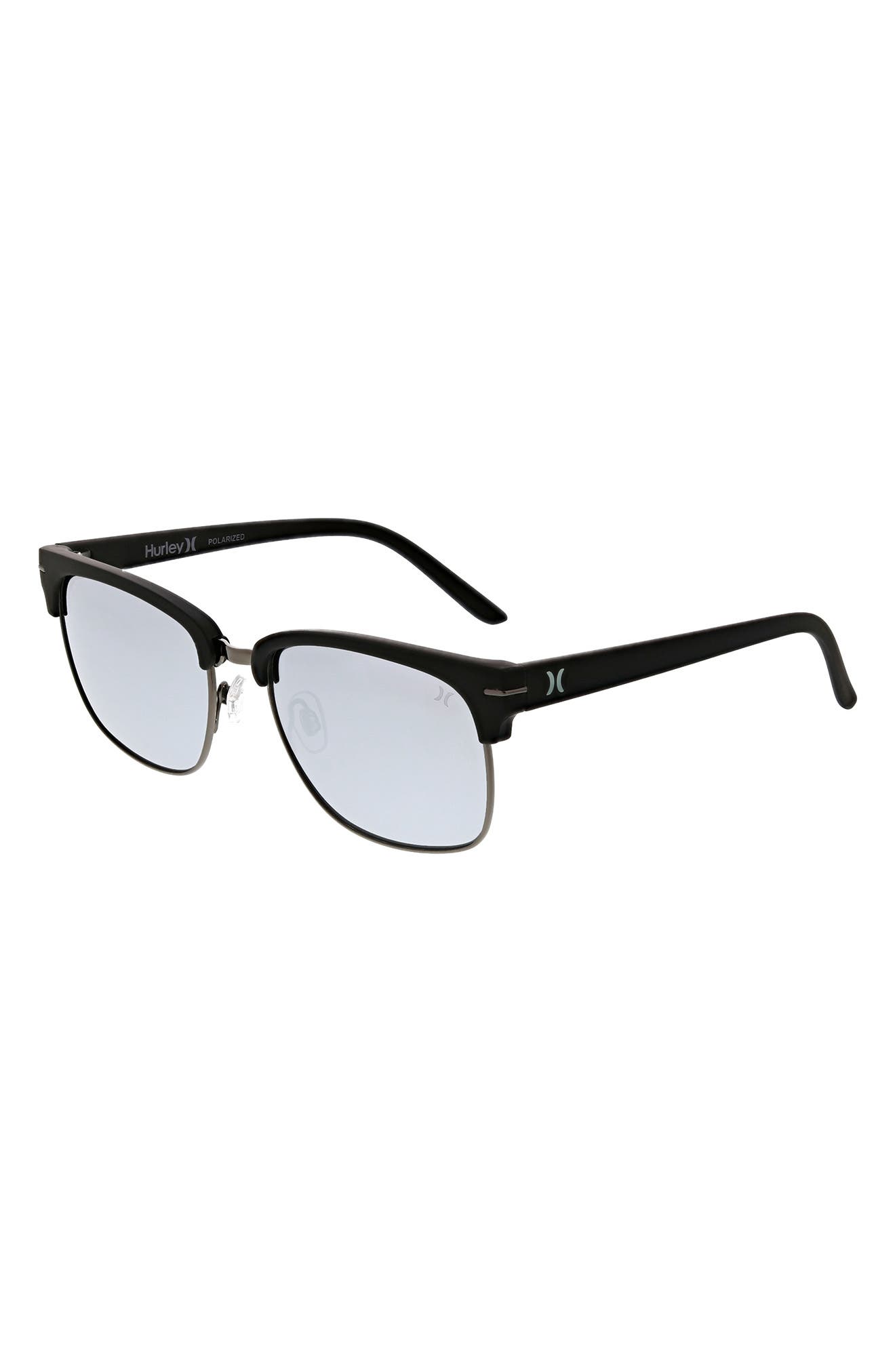 Hurley Retro 56mm Polarized Square Sunglasses
